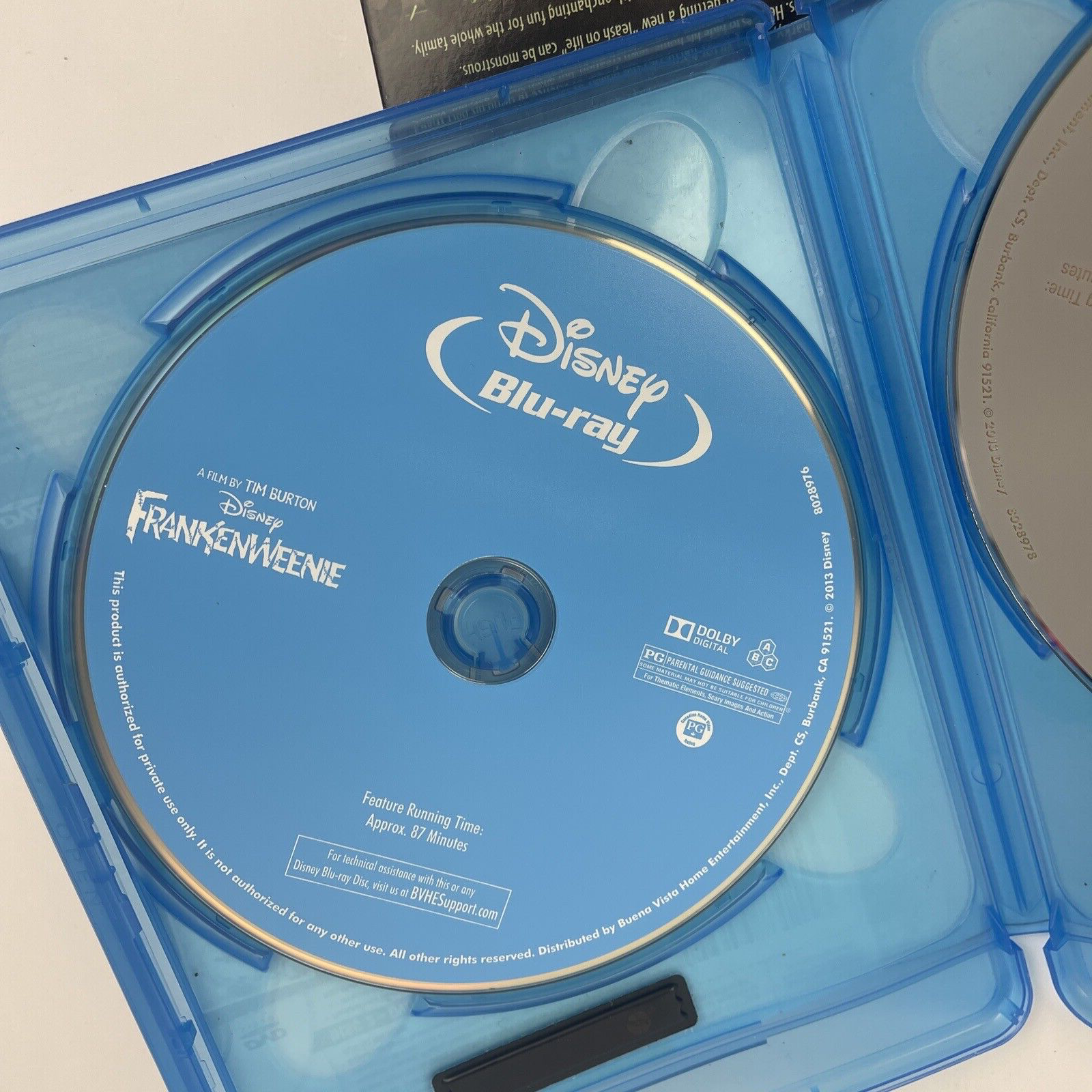 Disney Frankenweenie By Tim Burton Blu-ray DVD Combo + New Short Film - VGC