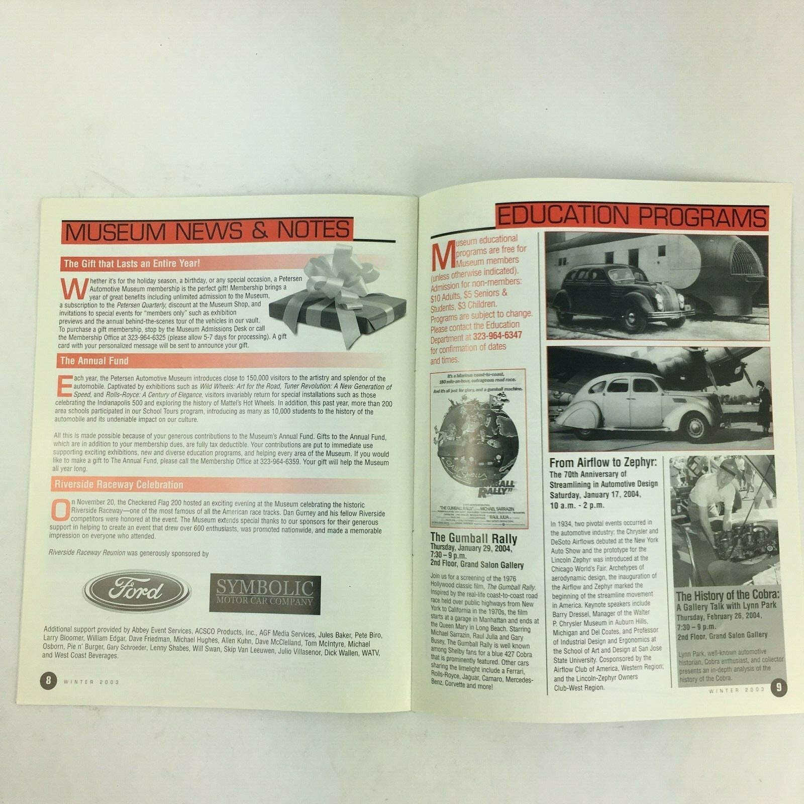 Winter 2003 Volume 8 Petersen Automotive Museum Speed The World's Fastest Cars