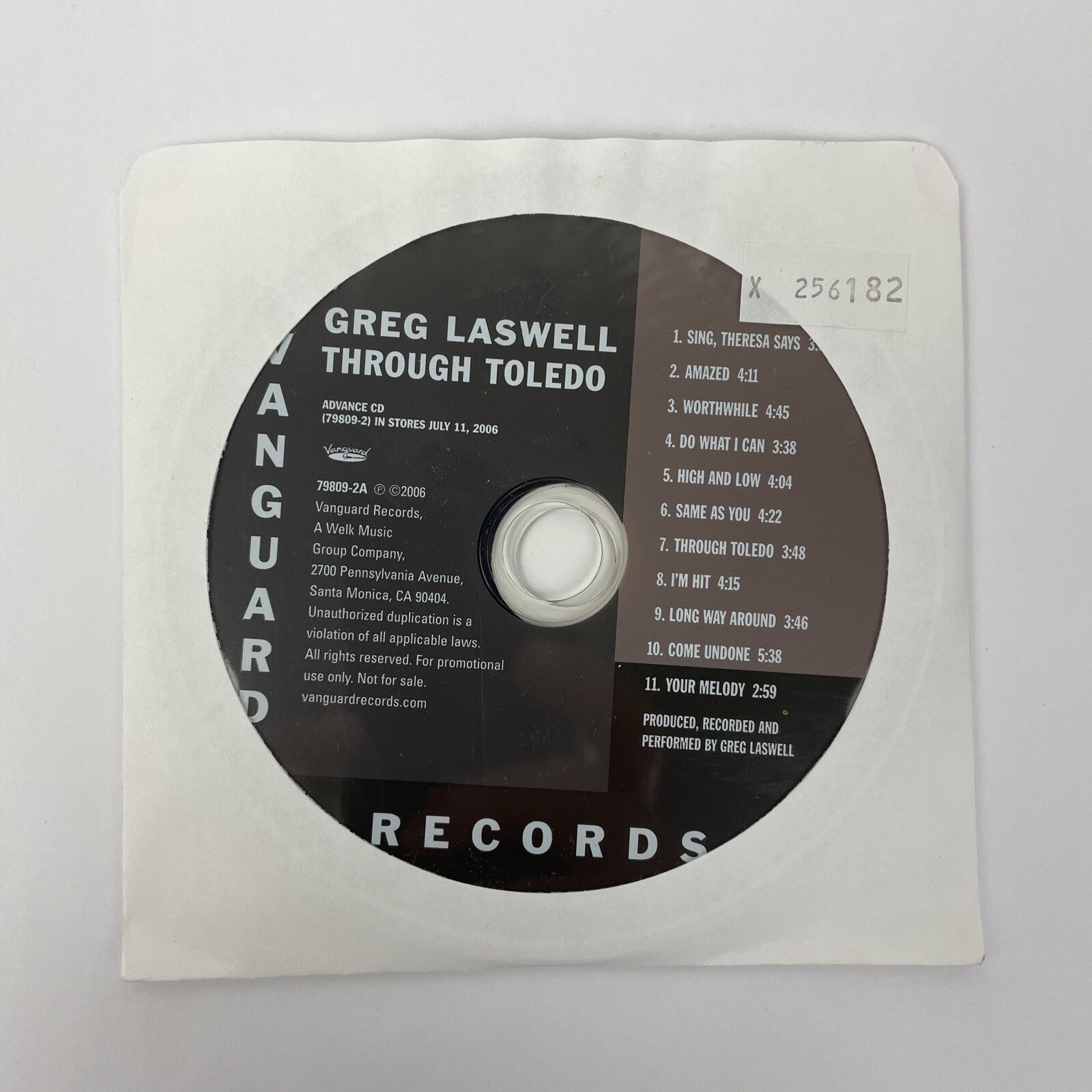 2 x Greg Laswell Audio CDs - Through Toledo, 2006 - Take A Bow, 2010 Vanguard