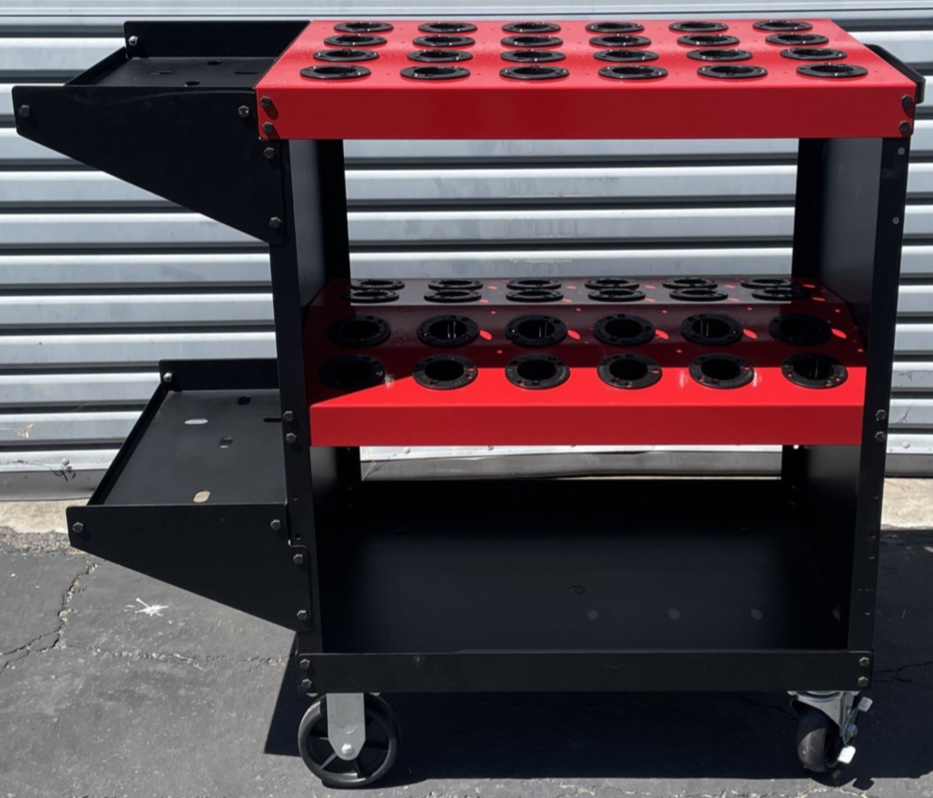 Huot Toolscoot Cat40 40 Taper CNC Rolling Tool Cart 48pc Protective Tool Holder