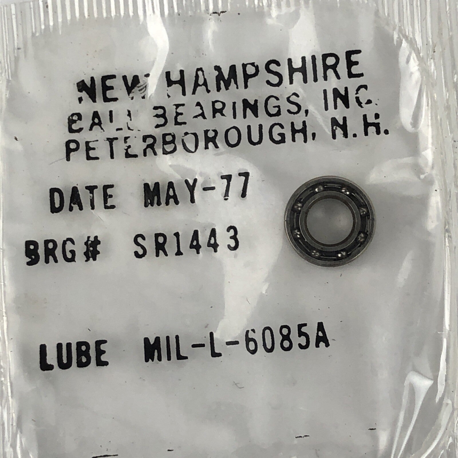 NOS NEW HAMPSHIRE BRG# SR1445 MINI BALL BEARING Lube - MIL-L-6085A - LOOK
