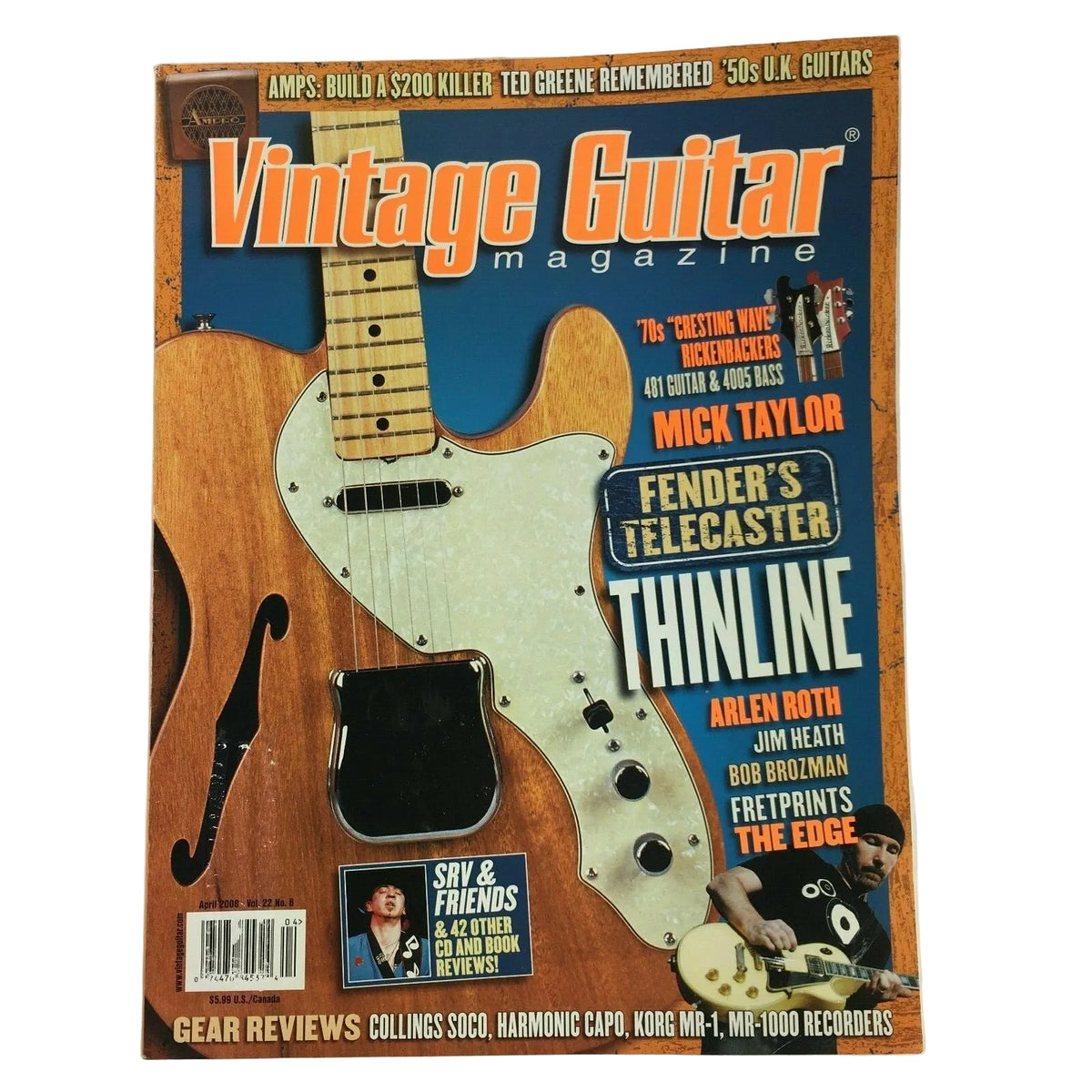 April 2008 Vintage Guitar Magazine Mick Taylor Thinline Arlen Roth Jim Heath