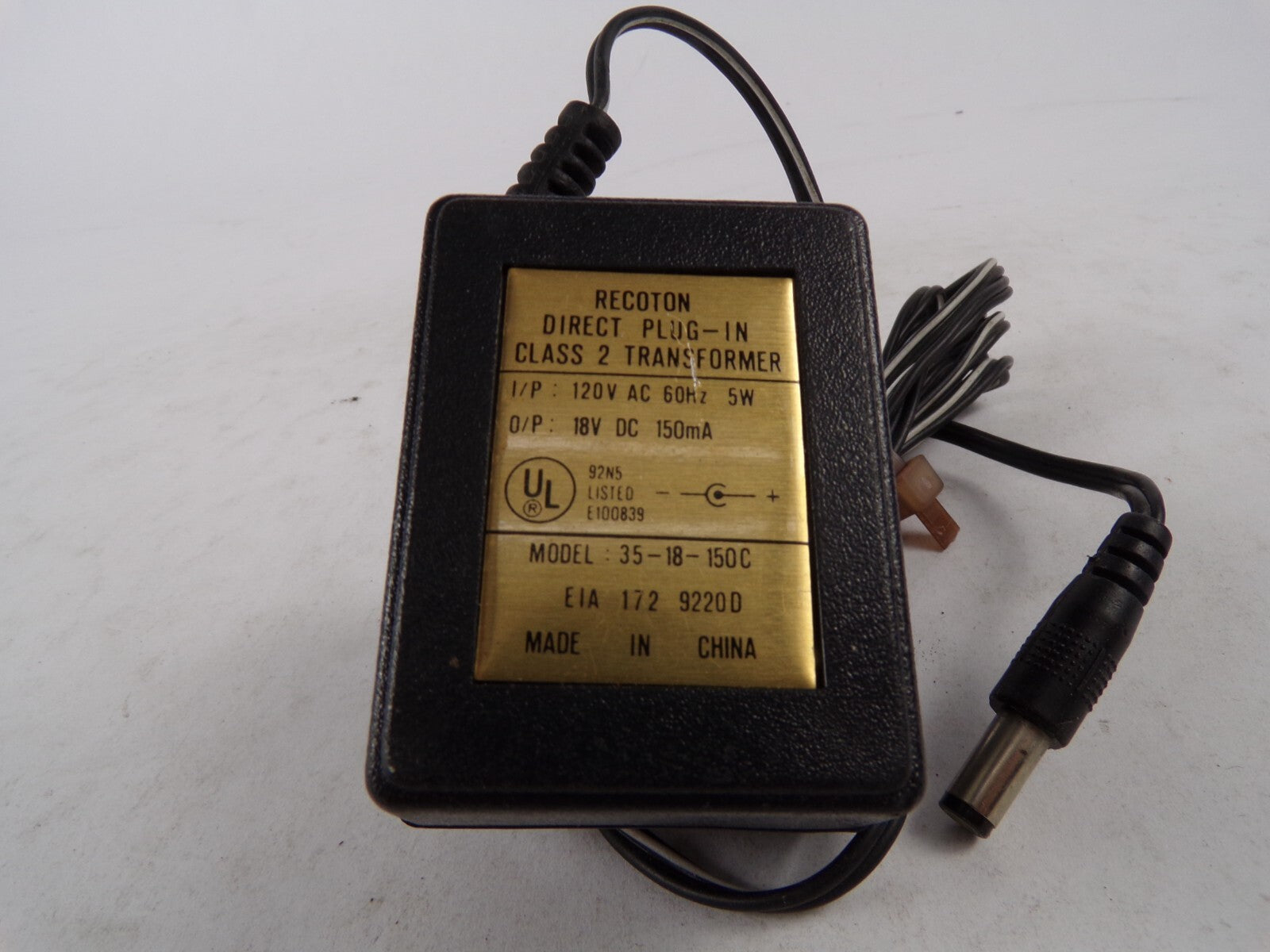 Geniune Recoton 35-18-150C Class 2 Output 18 V 150mA Power Supply Adapter A56