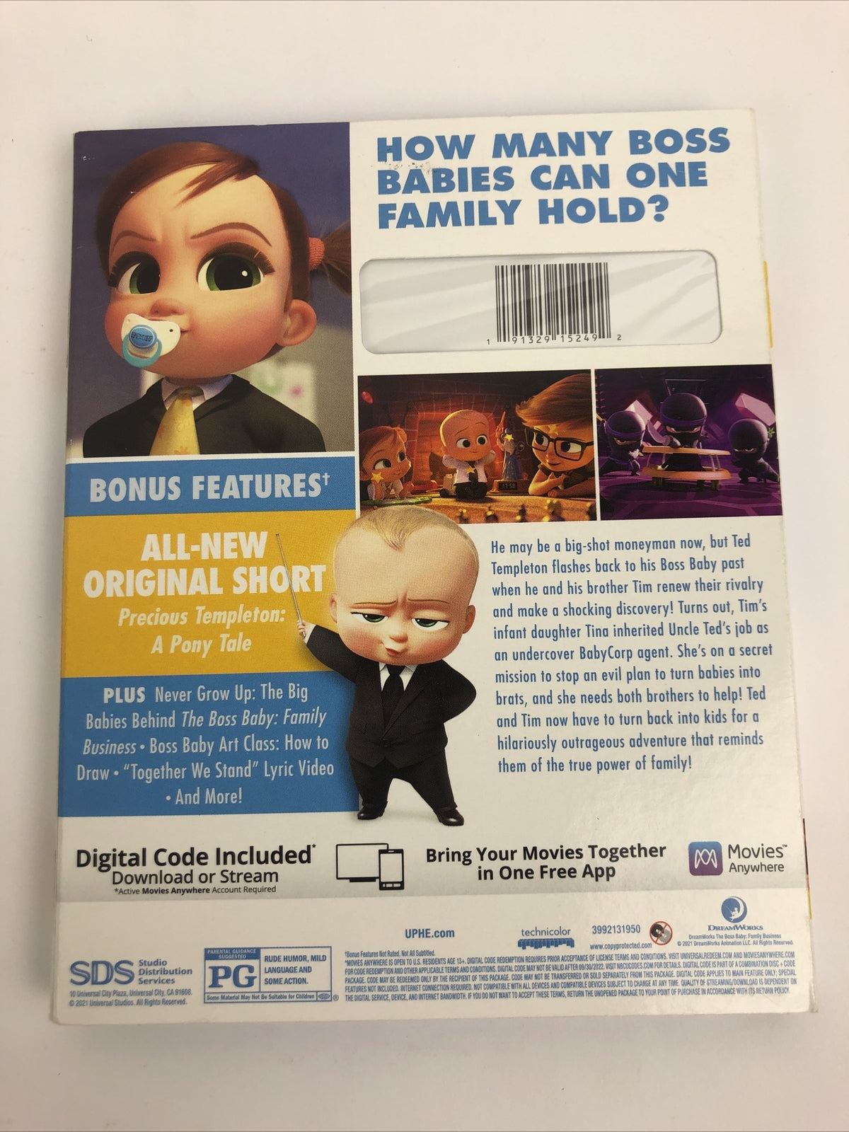The Boss Baby Family Business 2021, Blu-ray+DVD+Digital Code, New Factory Sealed