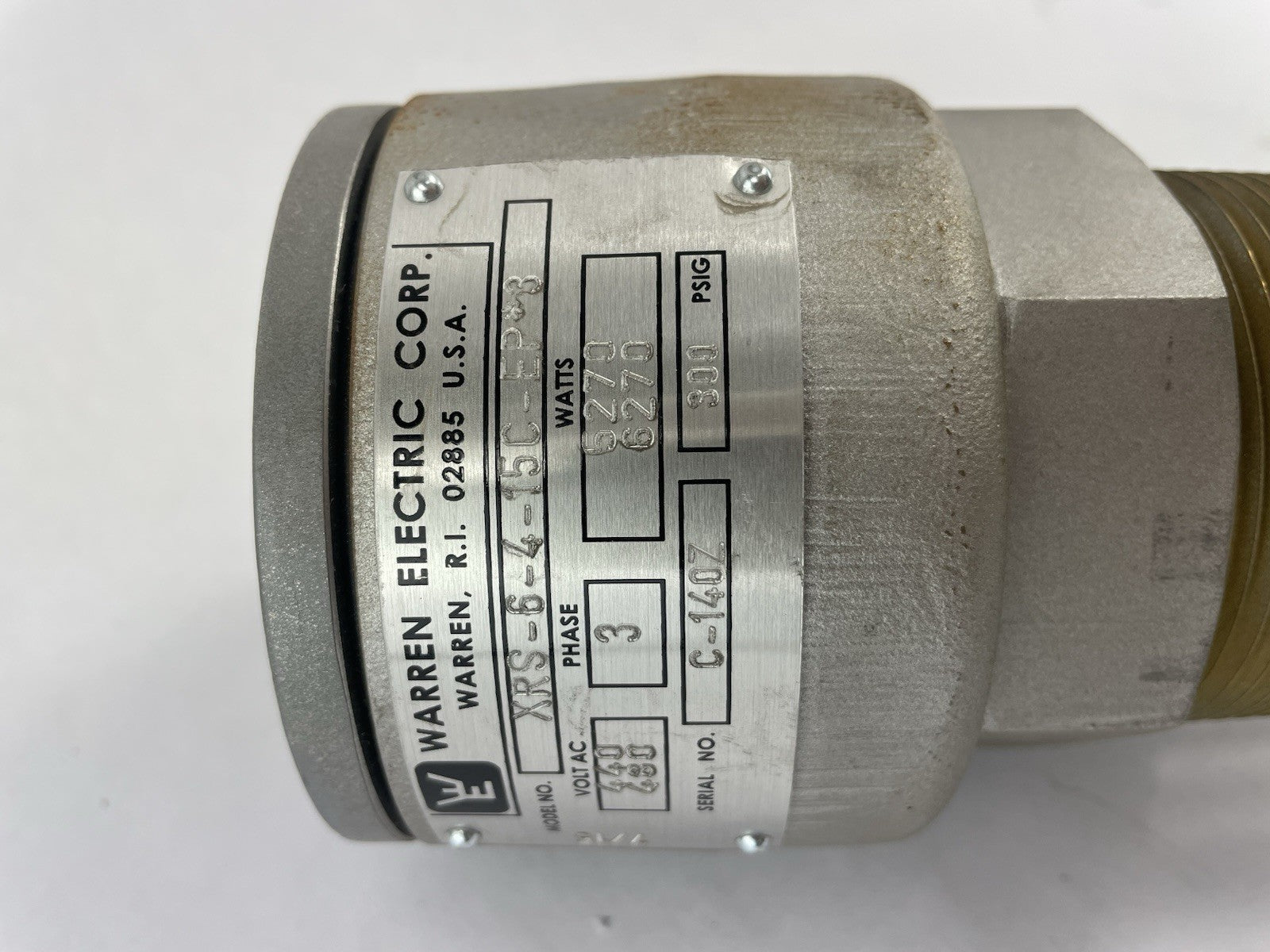 Warren Electric Immersion Heater XGS-6-4-15C-EP*3 440v 480v 5270W 3P