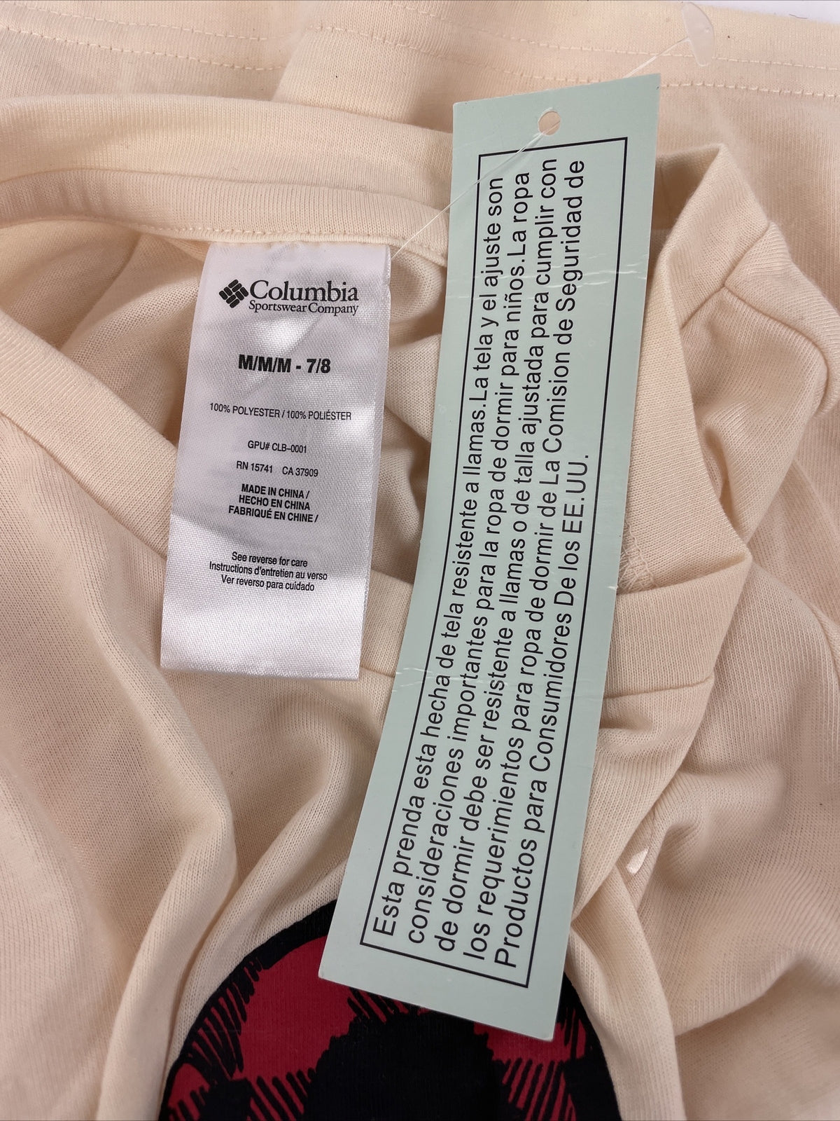 Columbia Dog w/ Hat Cream Long Sleeve Shirt Youth Girls Size Medium (7/8)
