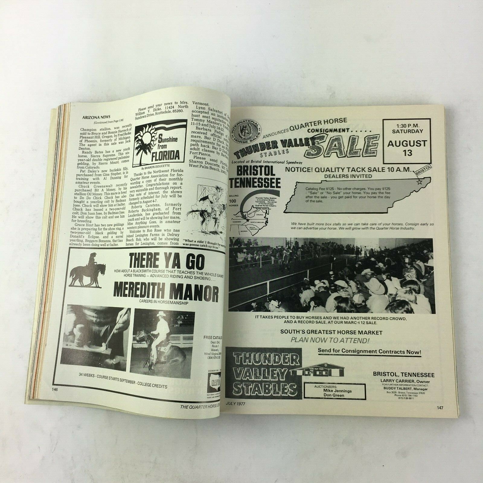 July 1977 The Quarter Horse Journal Magazine Bristol Tennessee Thunder Valley