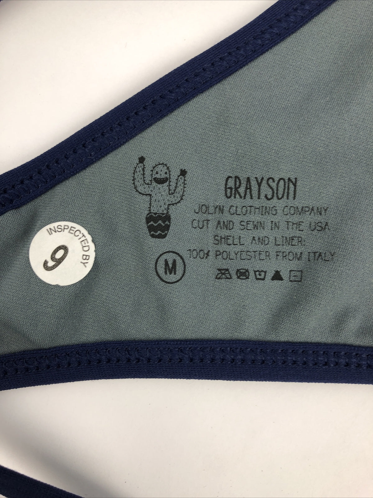 NWOT JOLYN Grayson Medium Fixed Navy Solid Blue Bikini Top Spaghetti Strap NEW