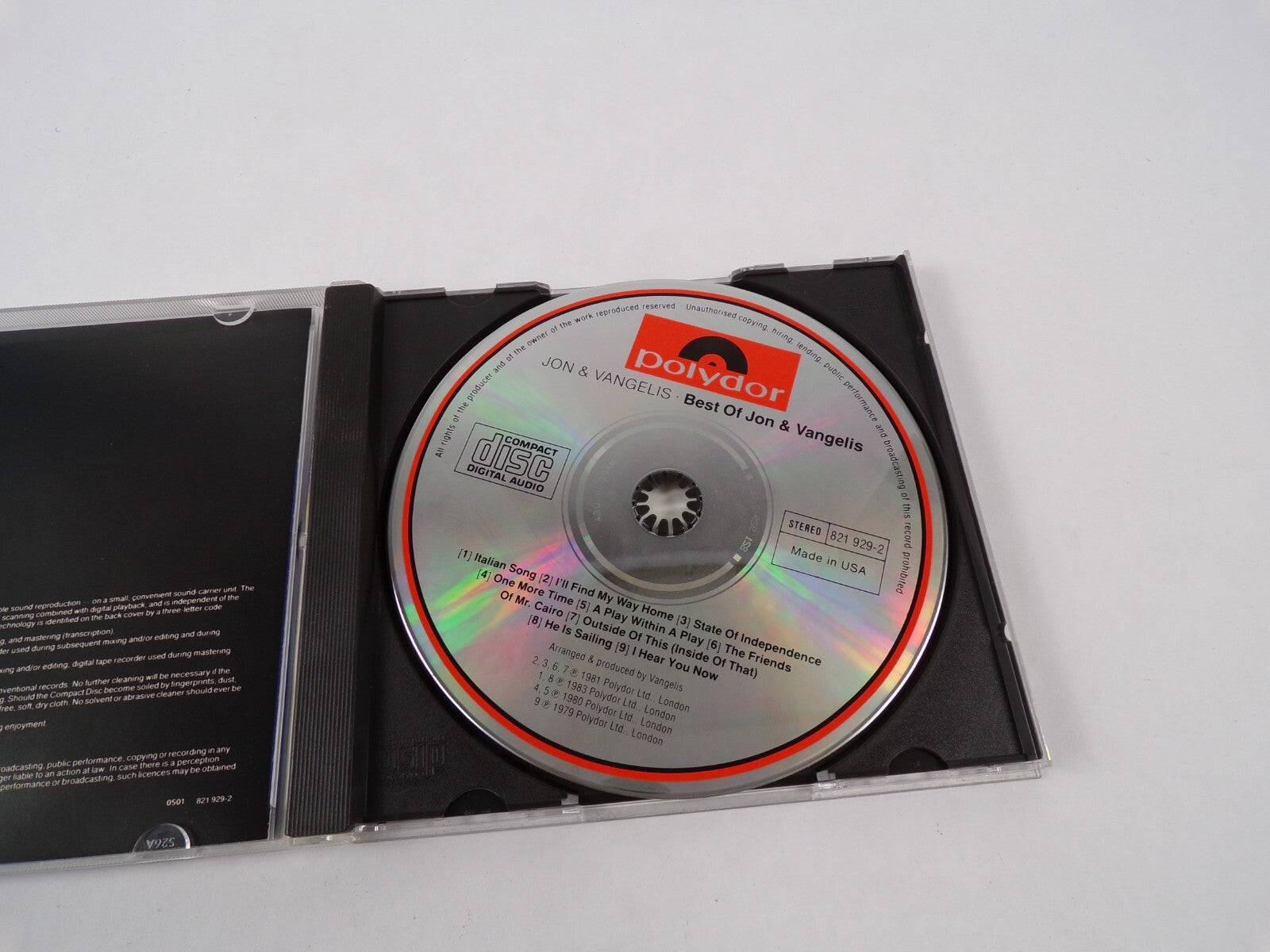 The Best Of Jon And Vangelis Italian Song I'll Find My Way Home State Of CD#12