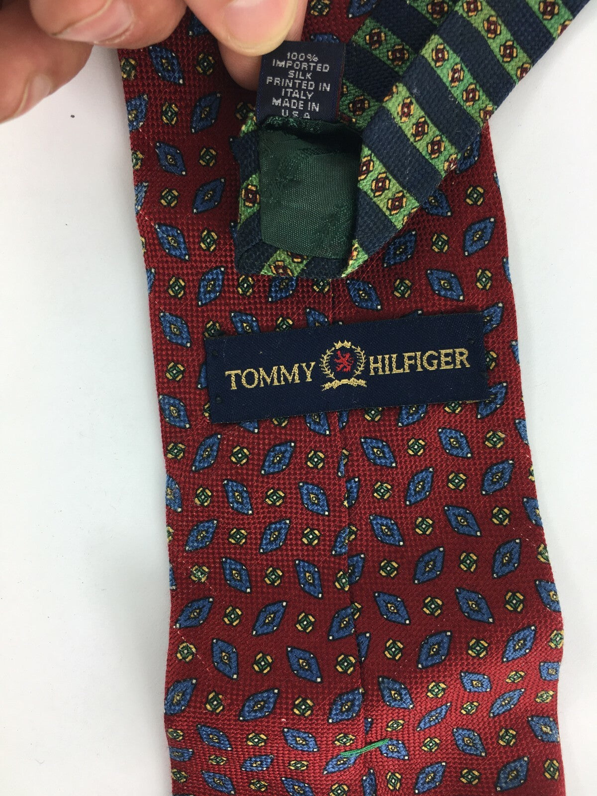 Genuine TommyHilfiger 100%Silk Handmade Stylish Formal/Casual Tie Multi Coloured