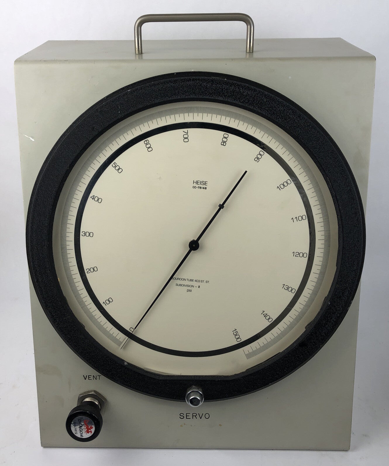 HEISE Solid Front Test Gauge CC-75015 0-30PSIG 8.5" SERVO Housing w Vent Control