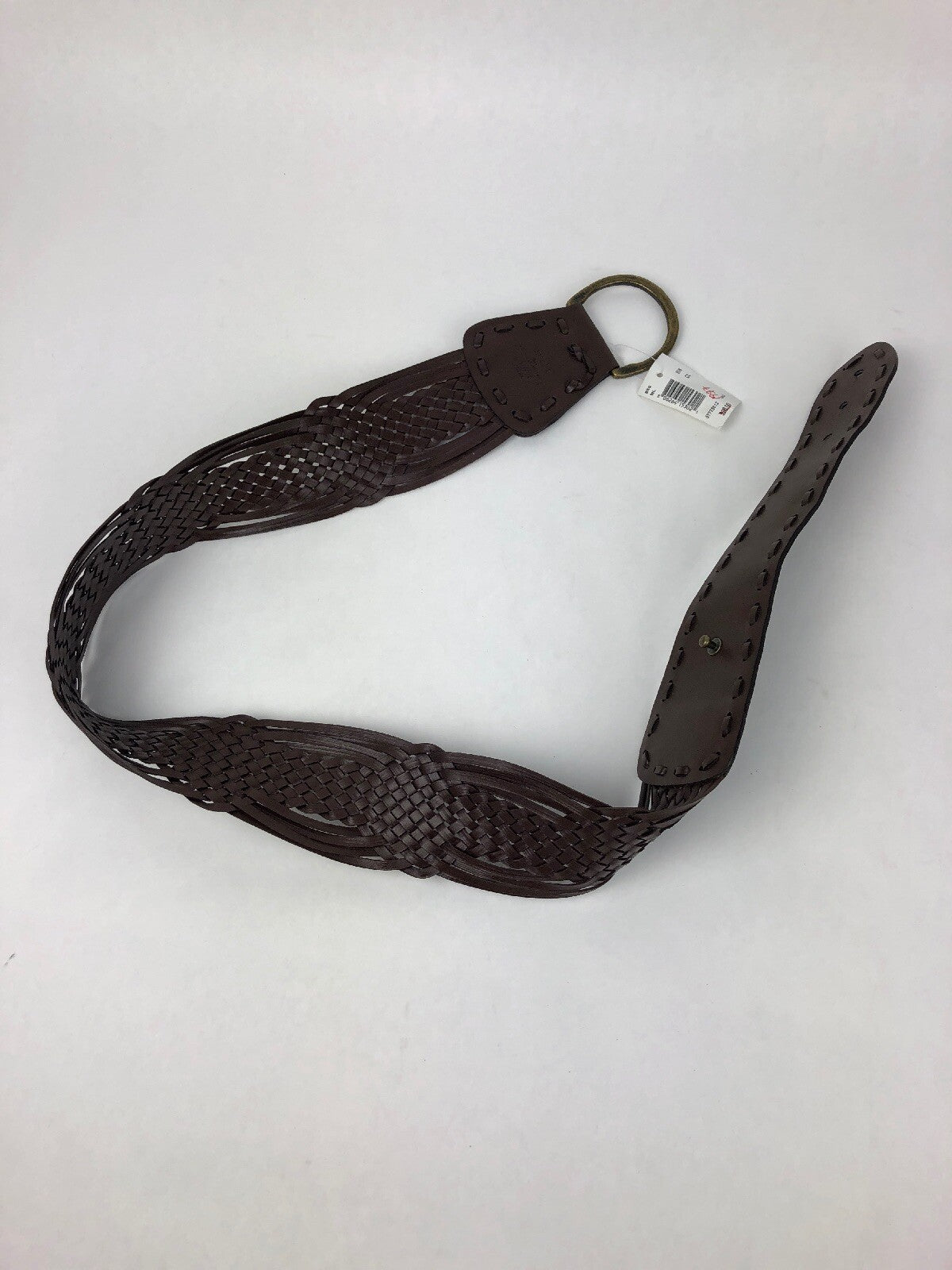 Women's Cognac Brown Genuine Leather Braided Woven Belt Size ML See Images