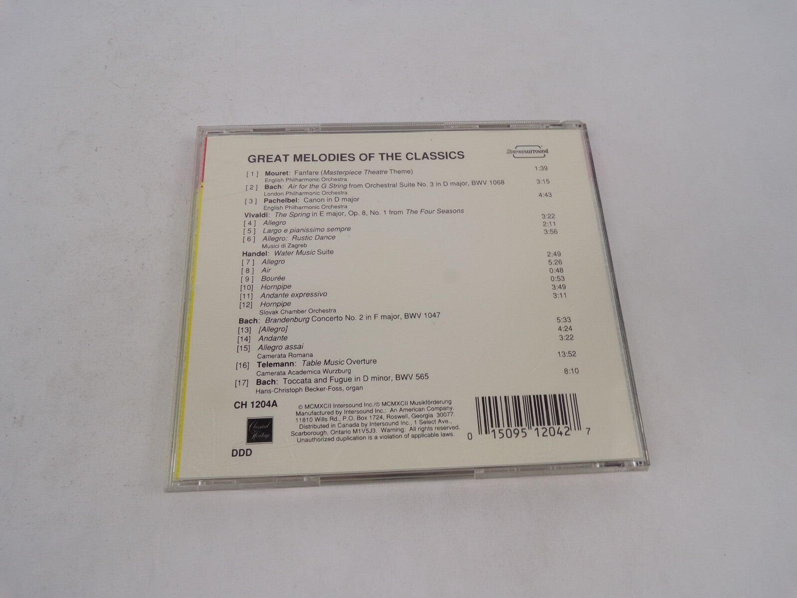 Great Melodies Of The Classics Mouret: Fanfare Bach: Air For The G String CD#71