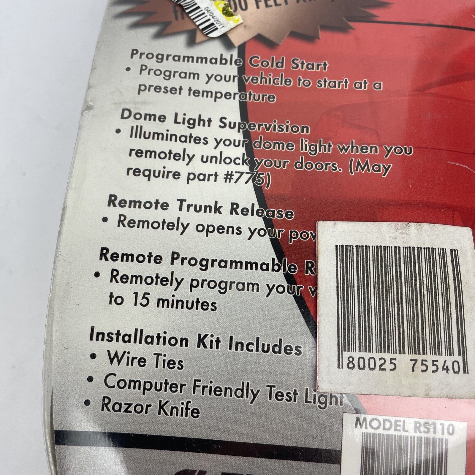 Alert Remote Vehicle Starter System model RS110 - NOS Sealed - Easy To Install