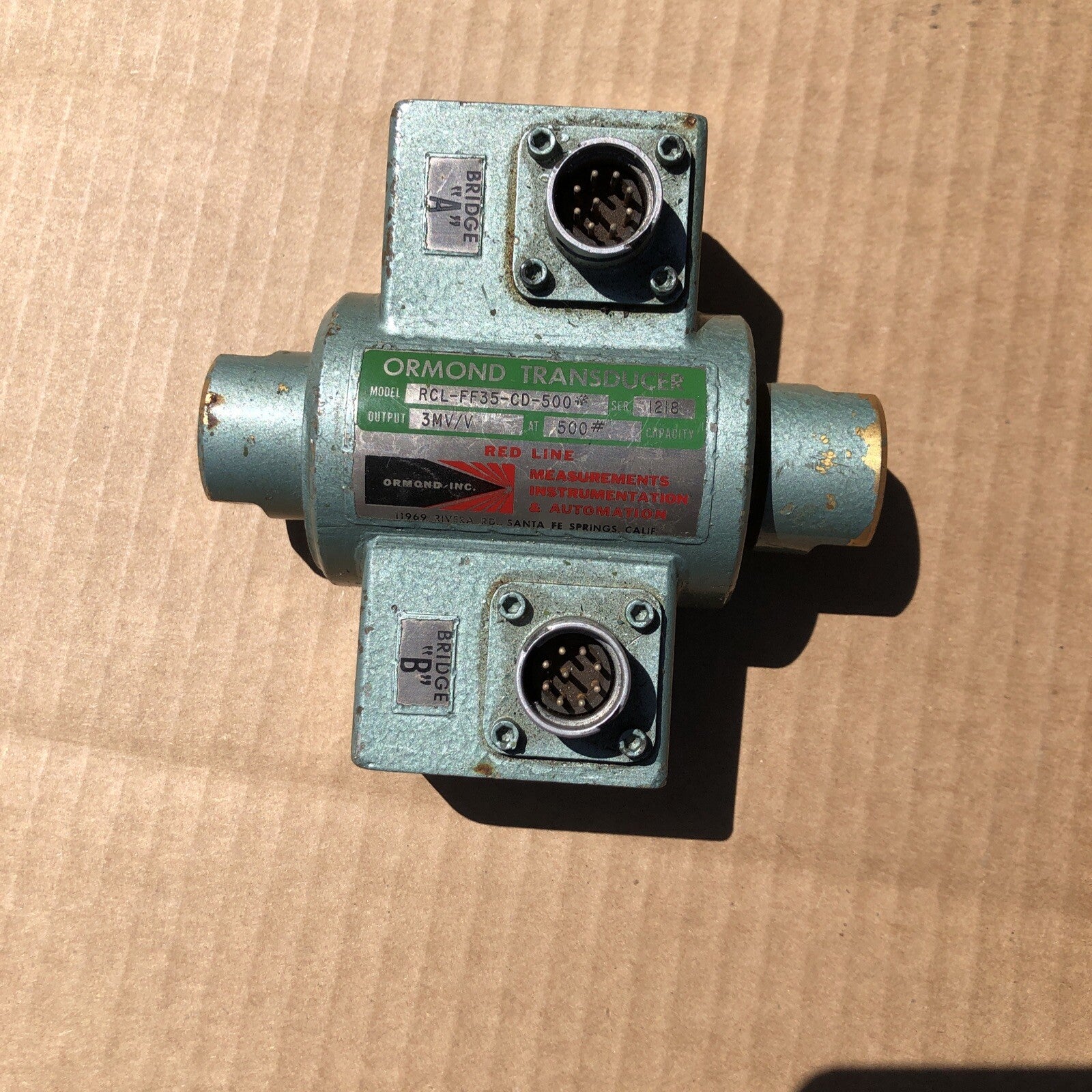 Ormond RCL-FF35-CD-500# Load Cell Transducer 500 lbs 3mv/v LOOK