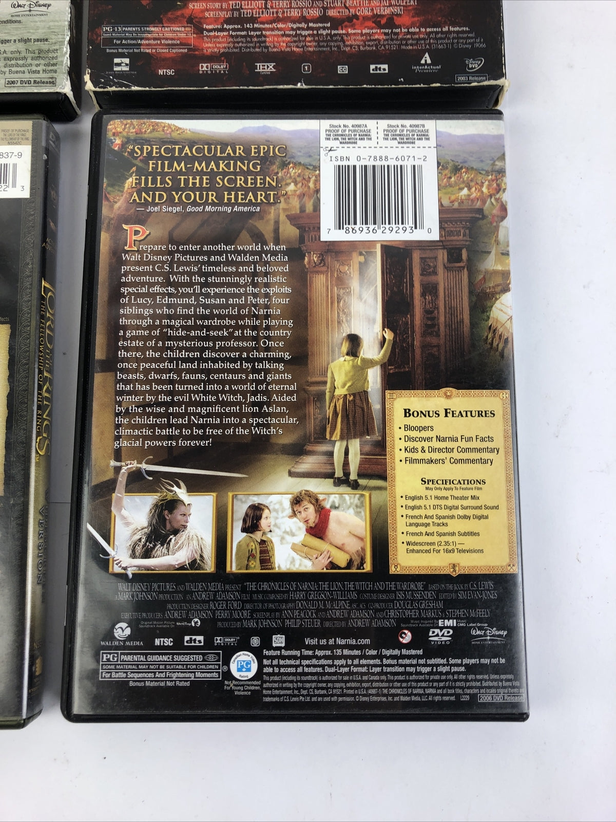 Fantasy DVD Lot Of 4 NARNIA The Lord of the Rings - 2 x Pirates of the Caribbean