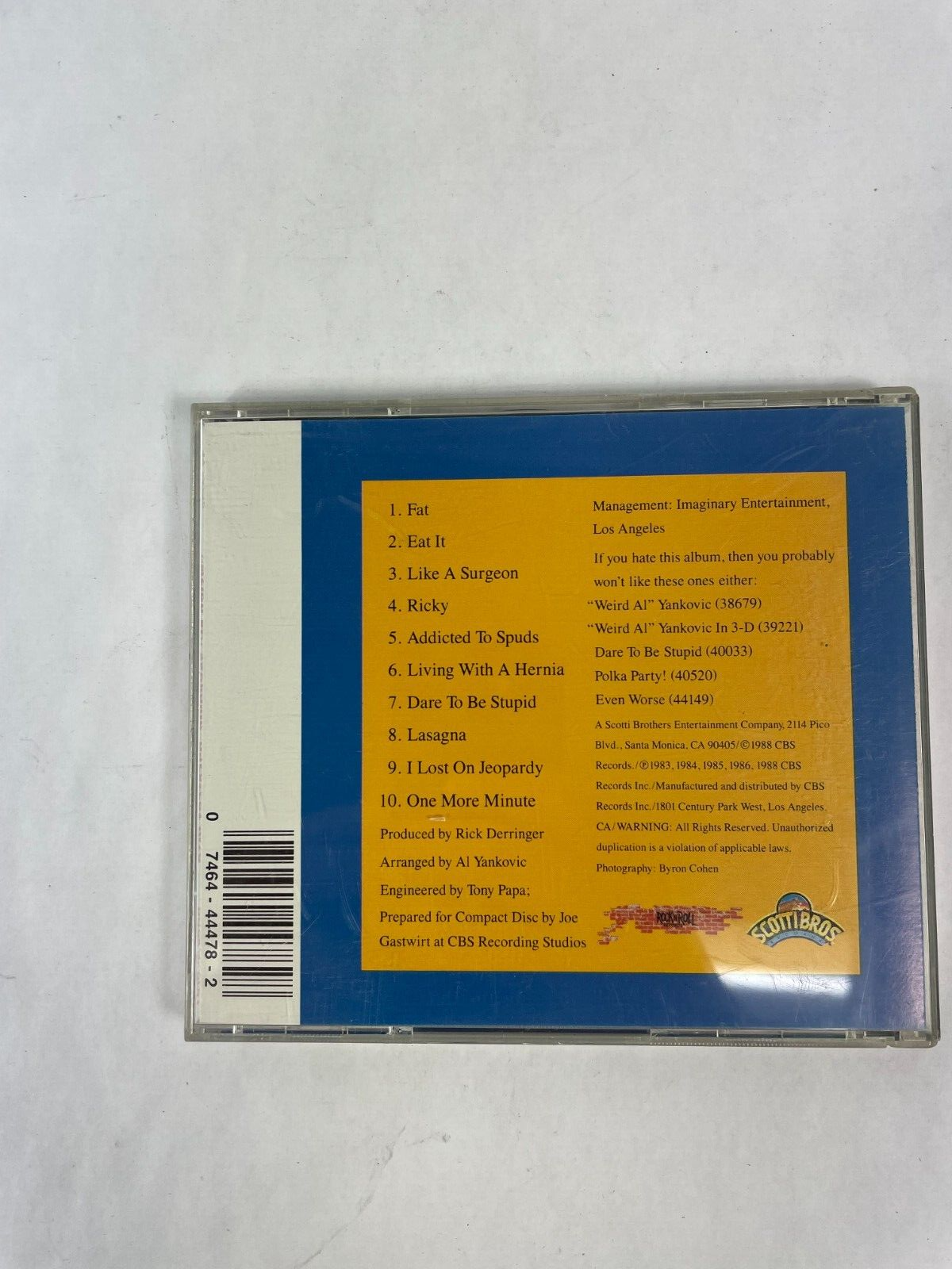 Weird A1 Yankovic's Greatest Hits Fat Eat It Like a Sugeon Ricky Lasagna CD 53