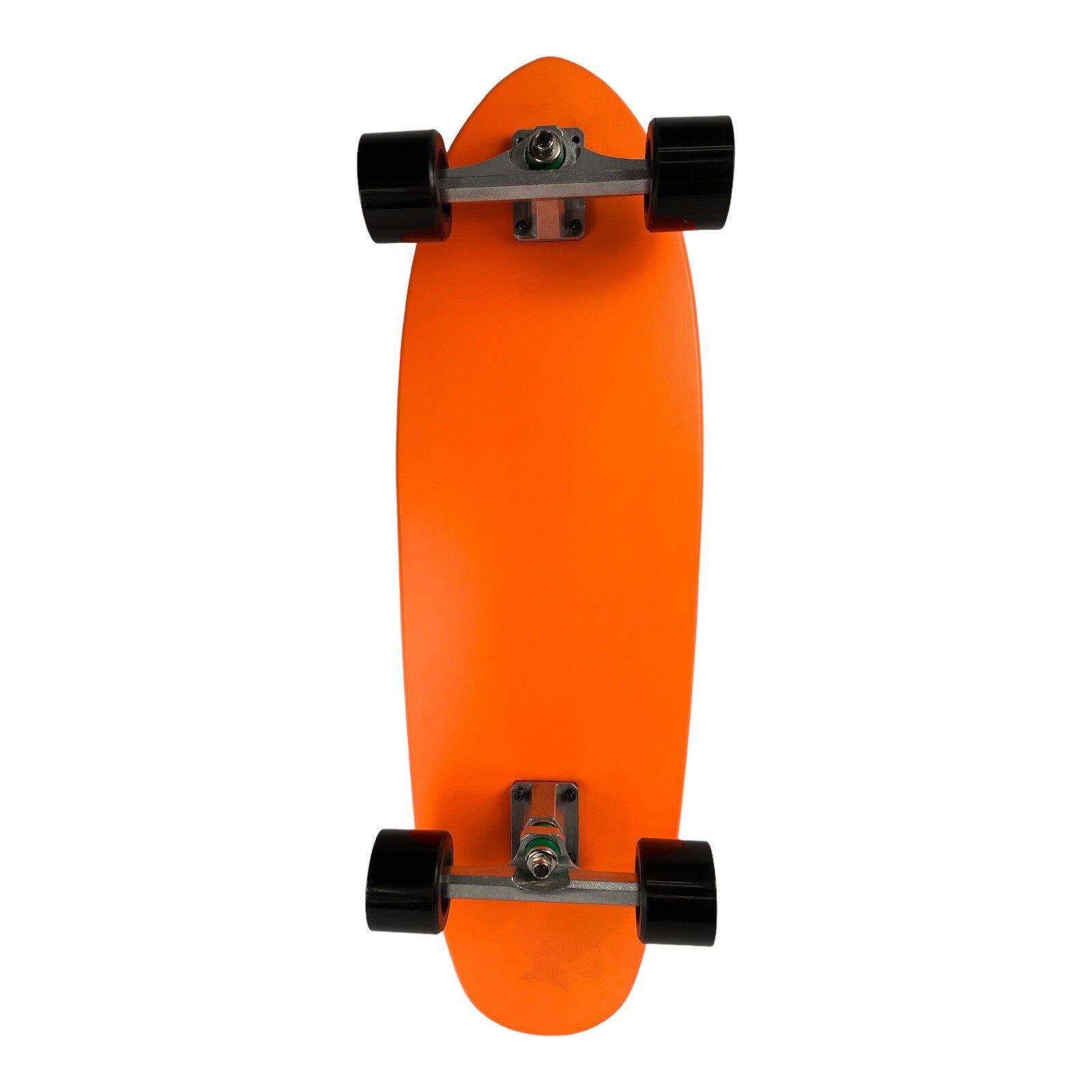 Orange Surf Fish Blank 10-inch complete skateboard with reverse kingpin trucks, 70mm wheels, and ABEC-7 bearings.