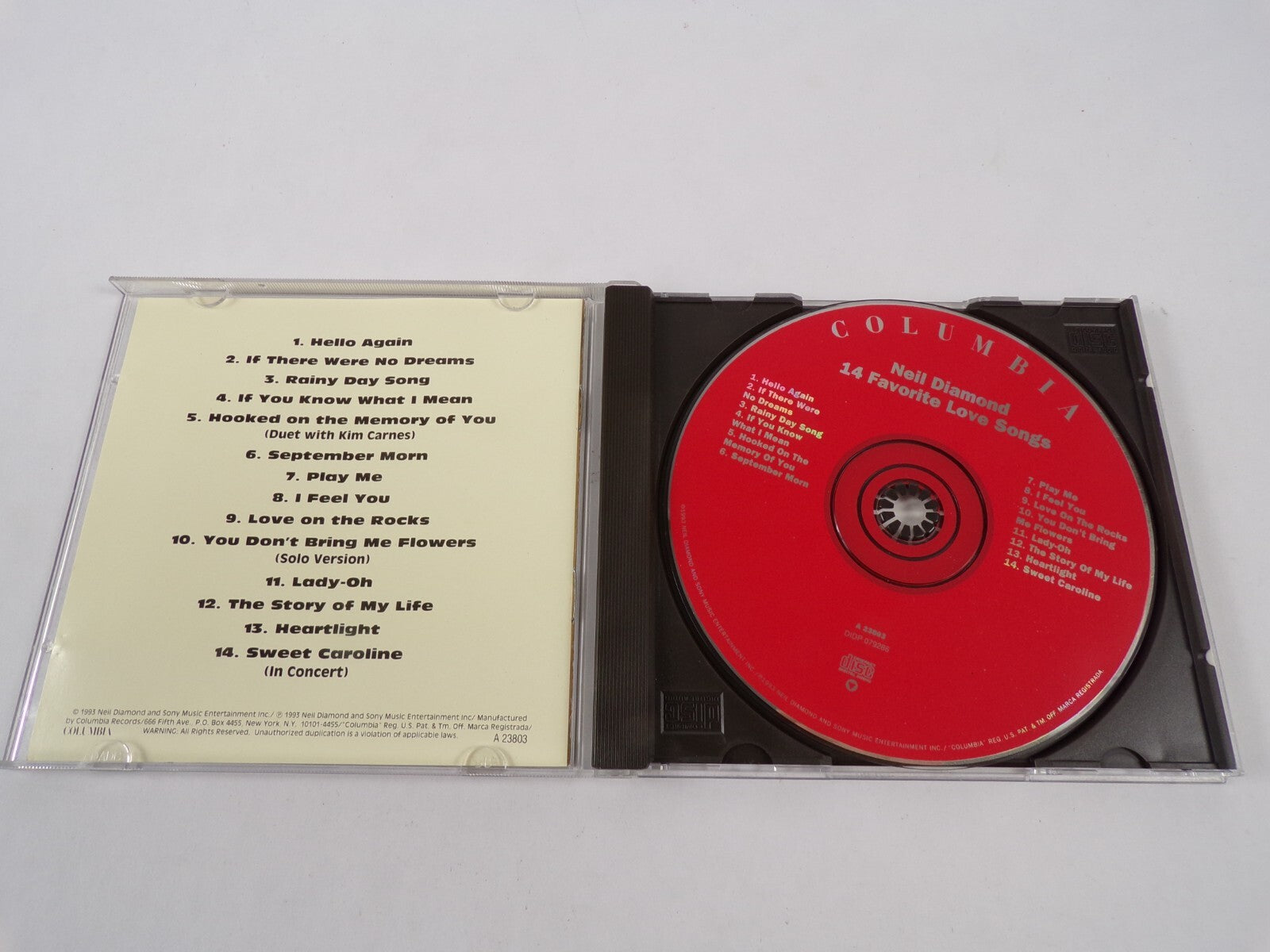 Neil Diamond 14 Favorite Love Songs Hello Again If There Were No Dreams CD#27
