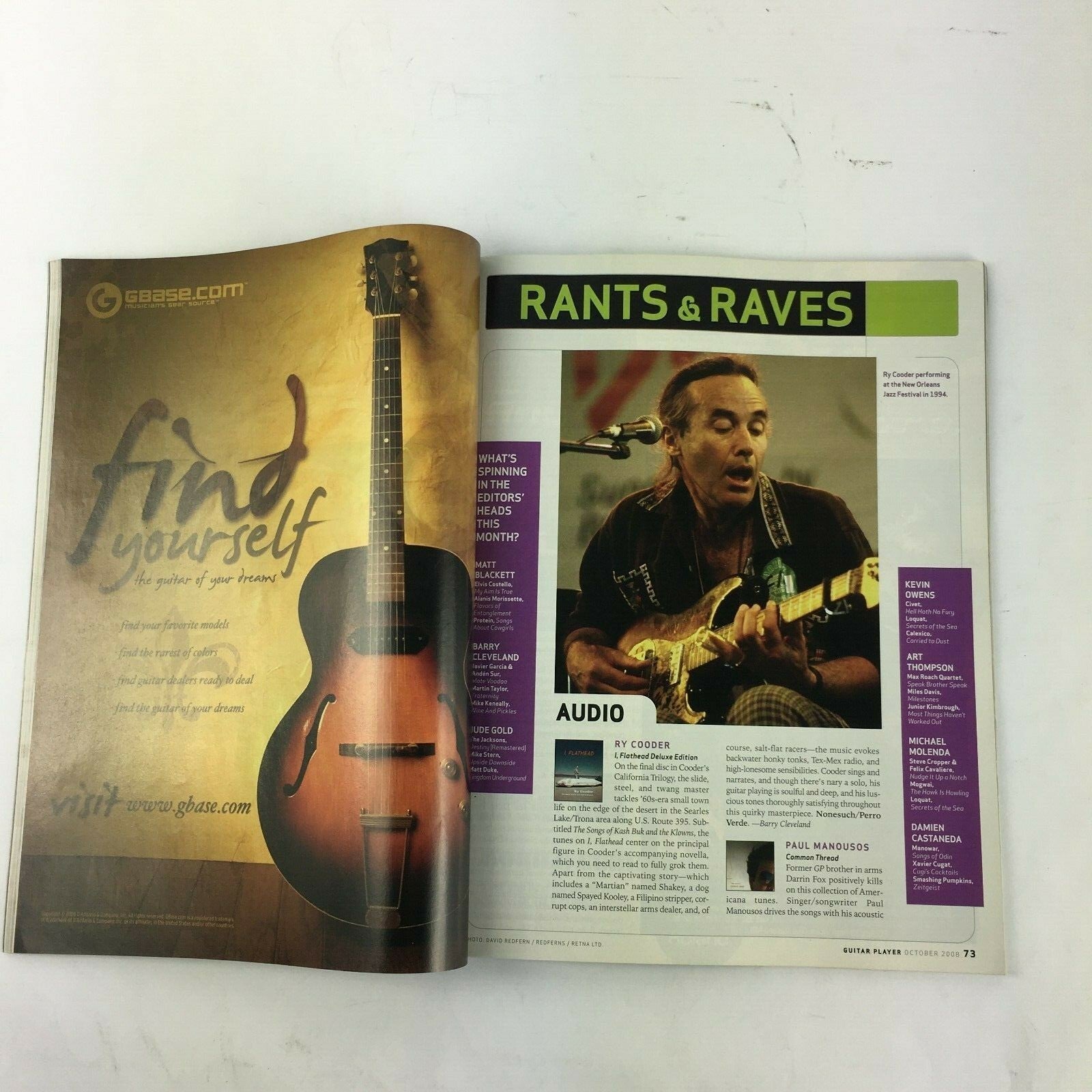 October 2008 Guitar Player Magazine Sonny Landreth Dean Deleo Eric Johnson Tommy