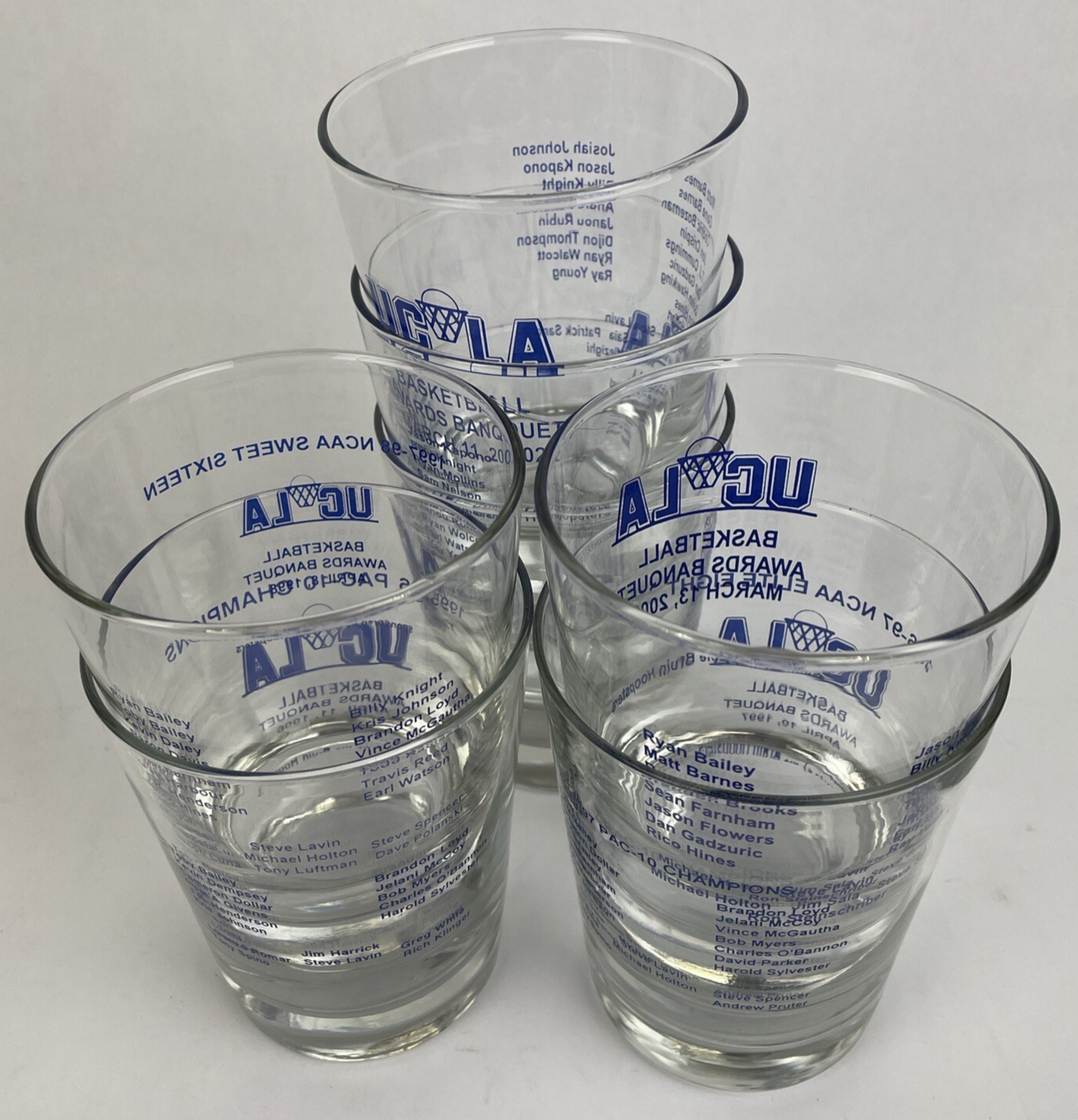 7 x UCLA Bruins Basketball Awards Banquet Highball Glass 96 97 98 99 00 01 02