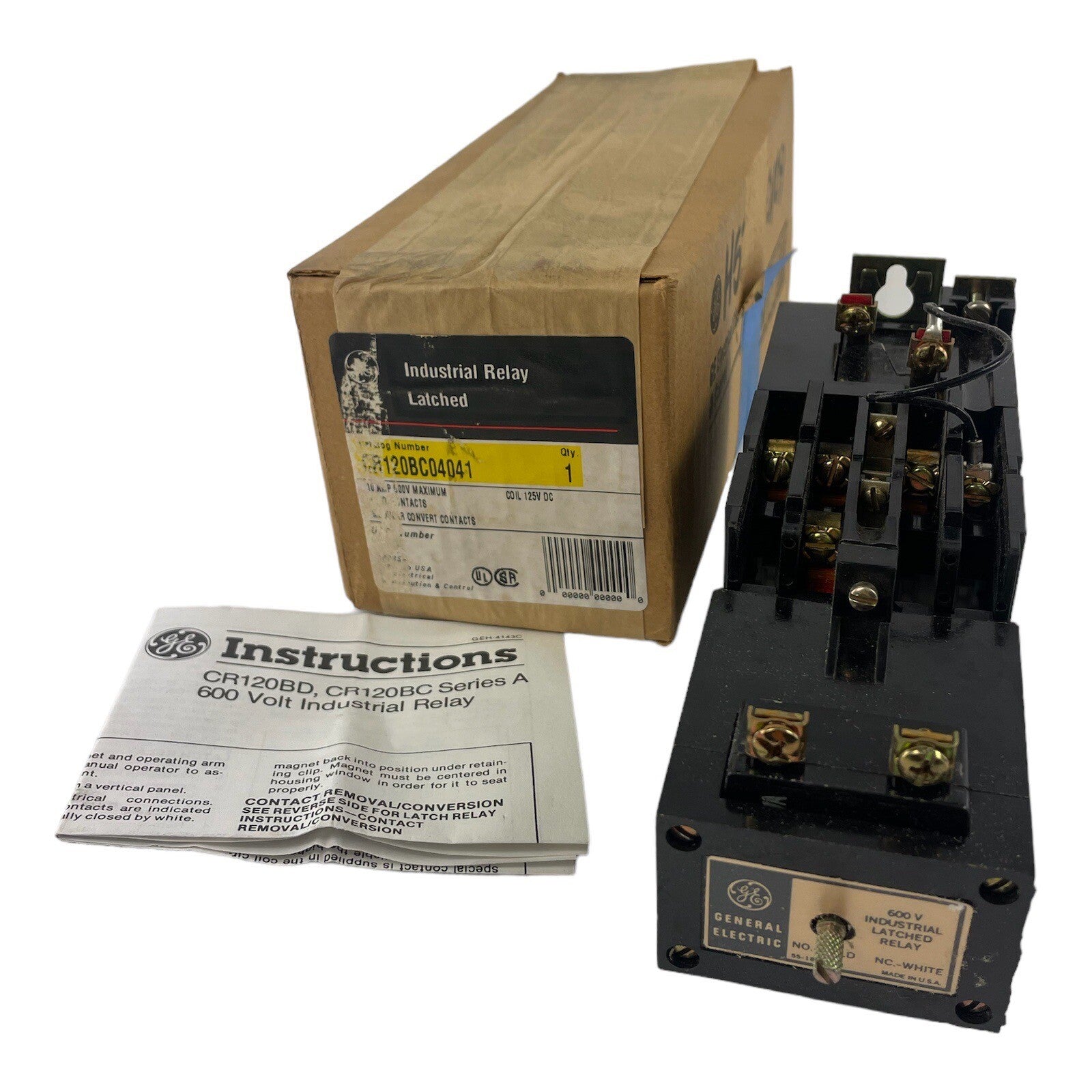 GENERAL ELECTRICAL GE INDUSTRIAL LATCHED RELAY 600V 10AMPS CR120BC SERIES A
