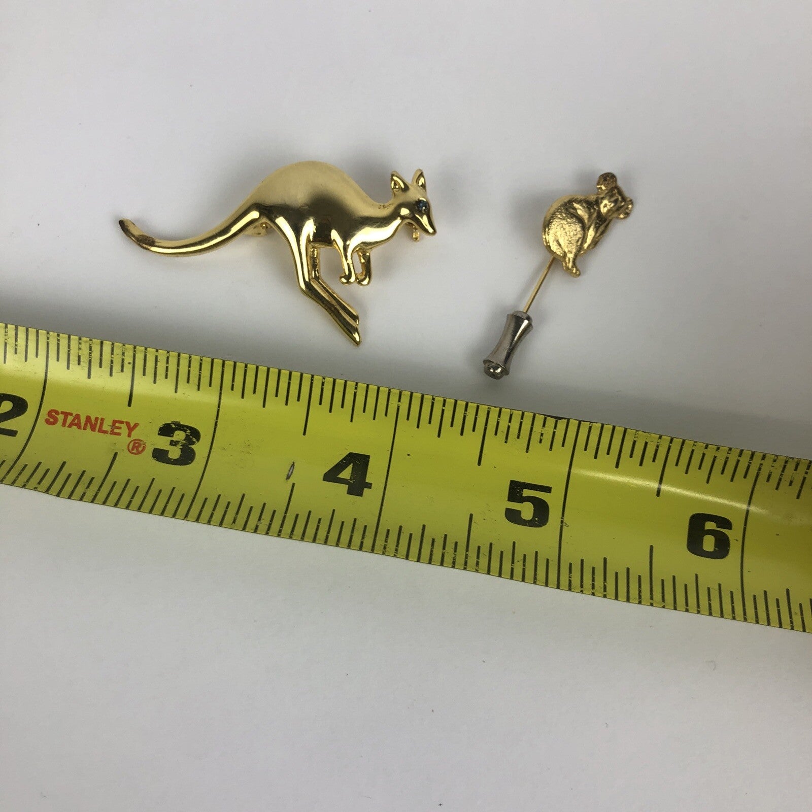 KANGAROO souvenir Koala STICKPIN Goldtone Lapel Pin Style LOT of 2 - LOOK