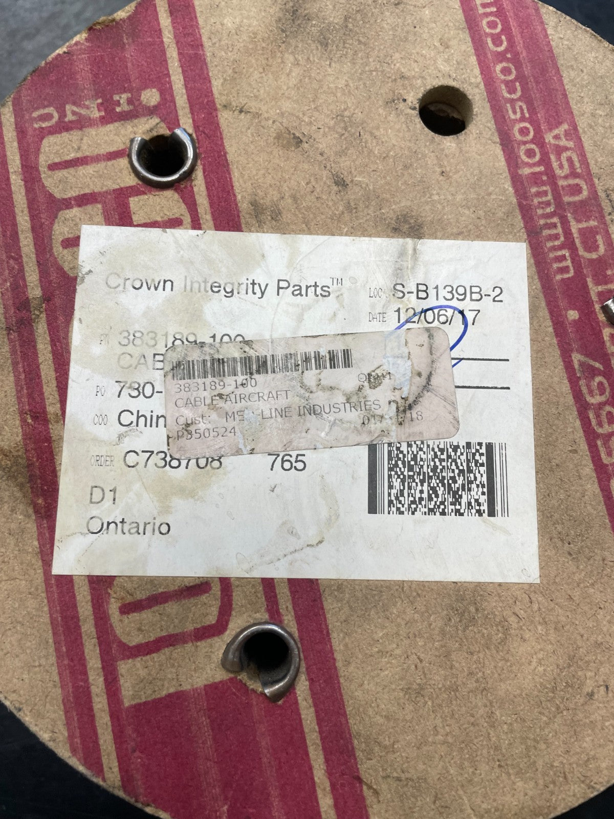Crown Integrity Parts Aircraft Cable Galvanized Steel Wire Rope 383189-100 50-10
