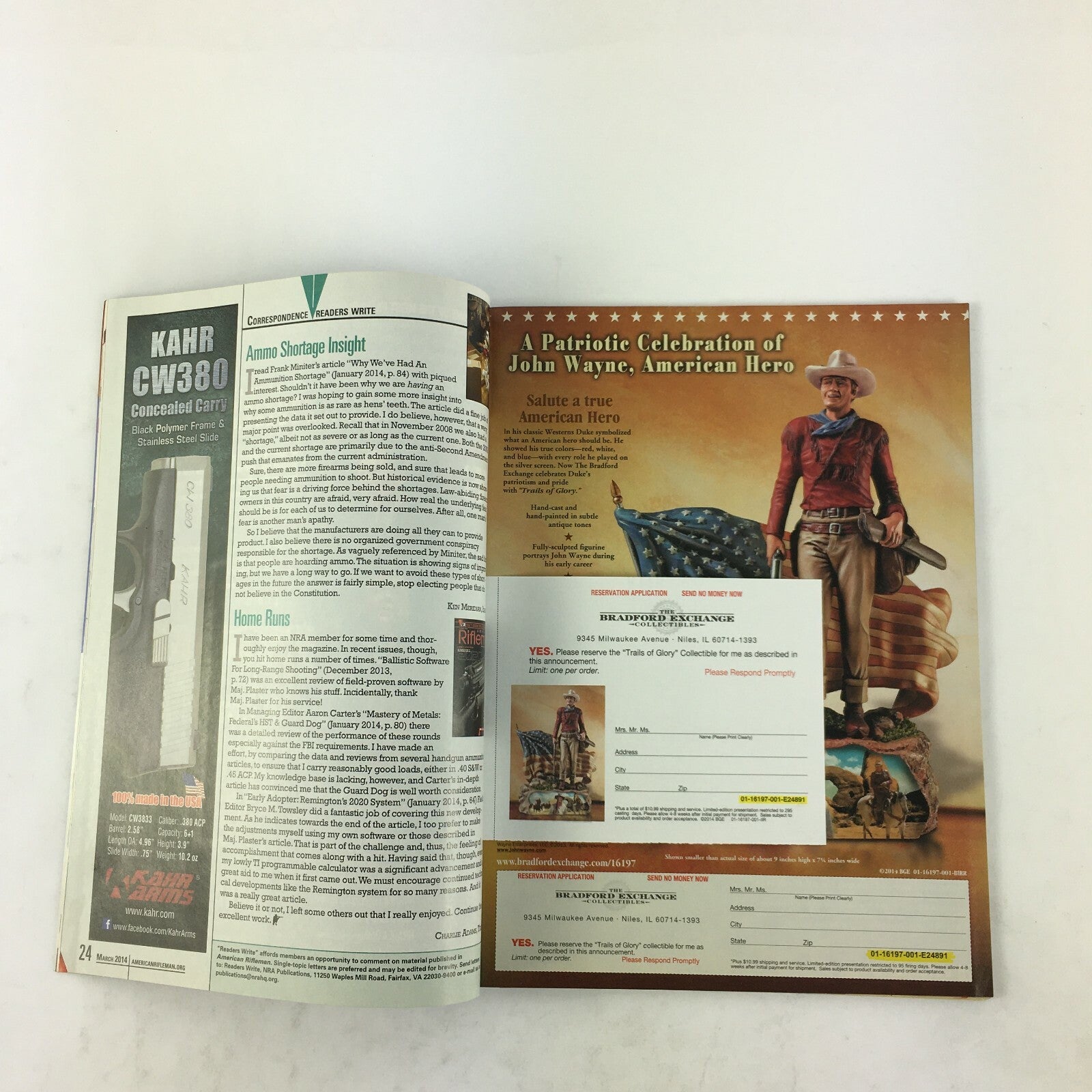 March 2014 American Rifleman Magazine Special Gold&Silver Offers Inside NRA 1871