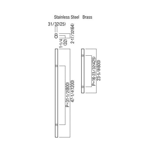Elmes Door 47" Pull Polished Brush Stainless steel Handles 2 Pack