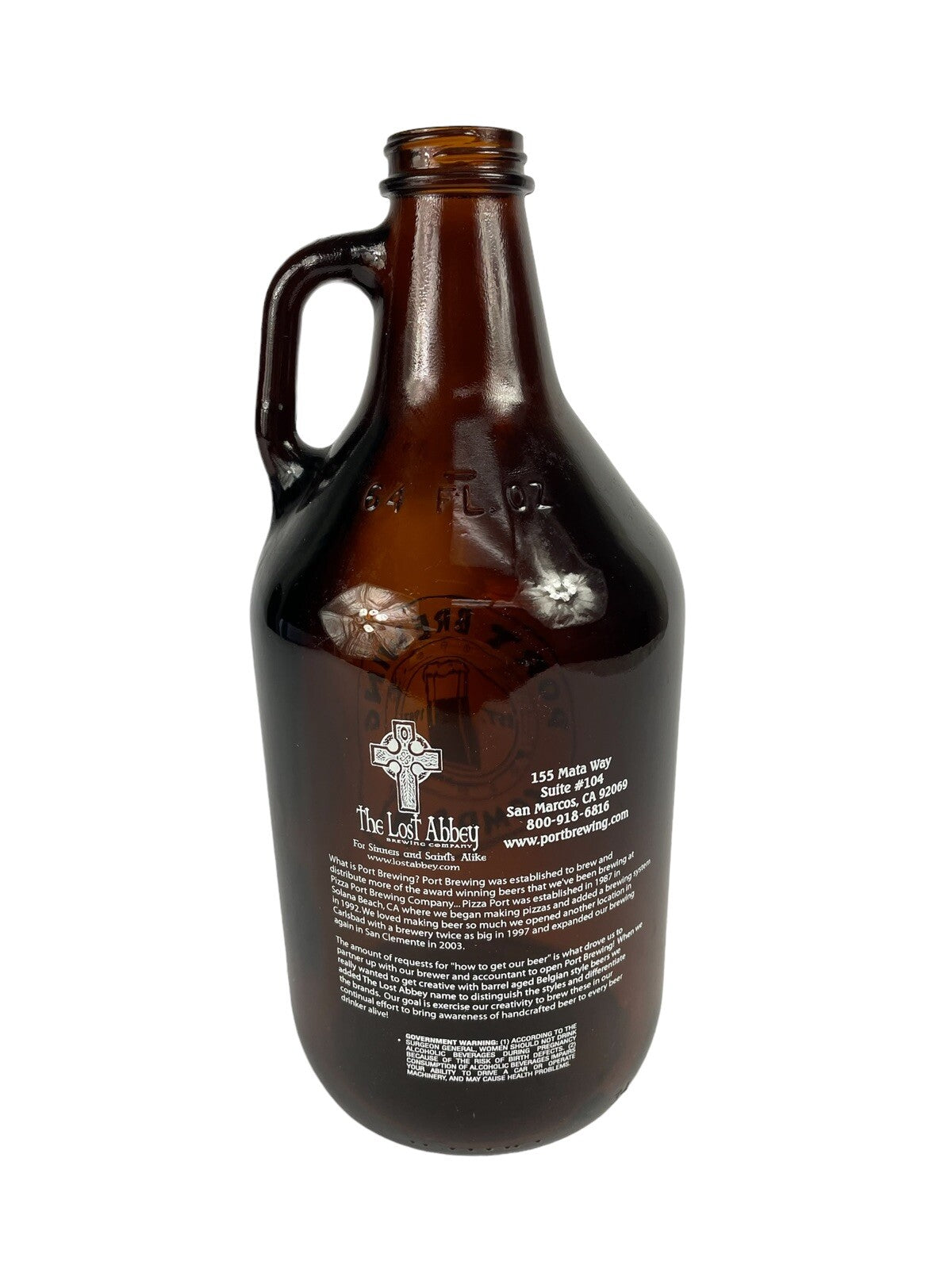 Pizza Port Brewing 64 oz. Growler Jug. Empty Bottle Half Gallon