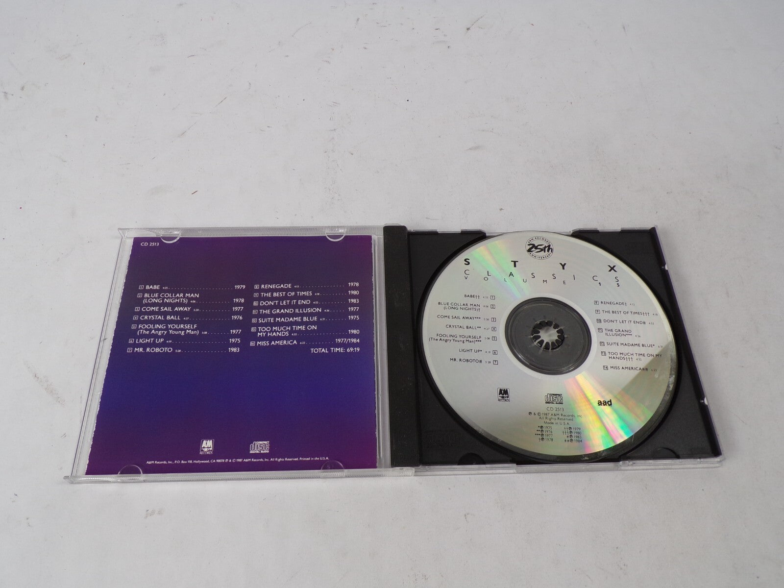 STYX Classics Babe Blue Collar Man Come Sail Away Crystal Ball Fooling YourCD#62