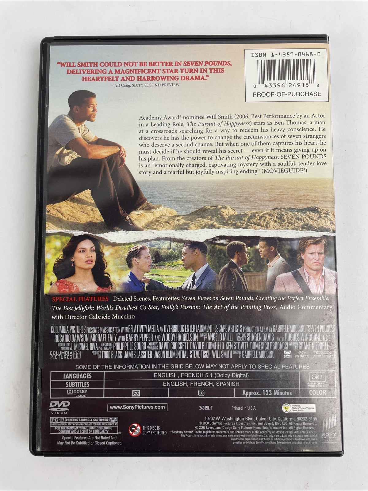 Seven Pounds ( DVD Video ) Will Smith Woody Harrison Special Features MINT DISC
