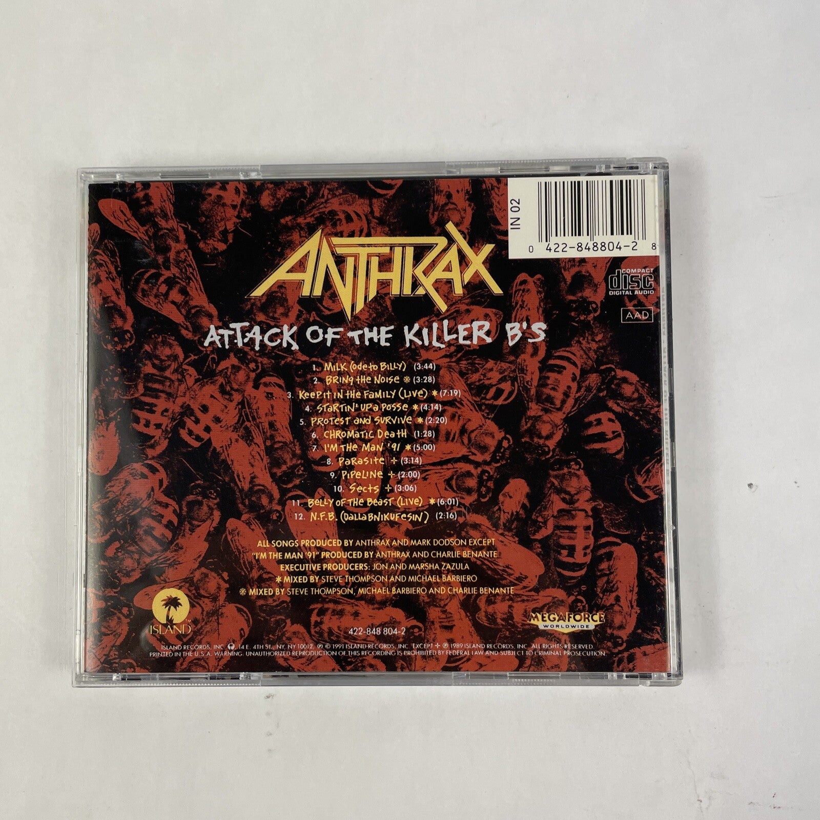 Anthrax - Attack of the Killer B's CD (1991) #16