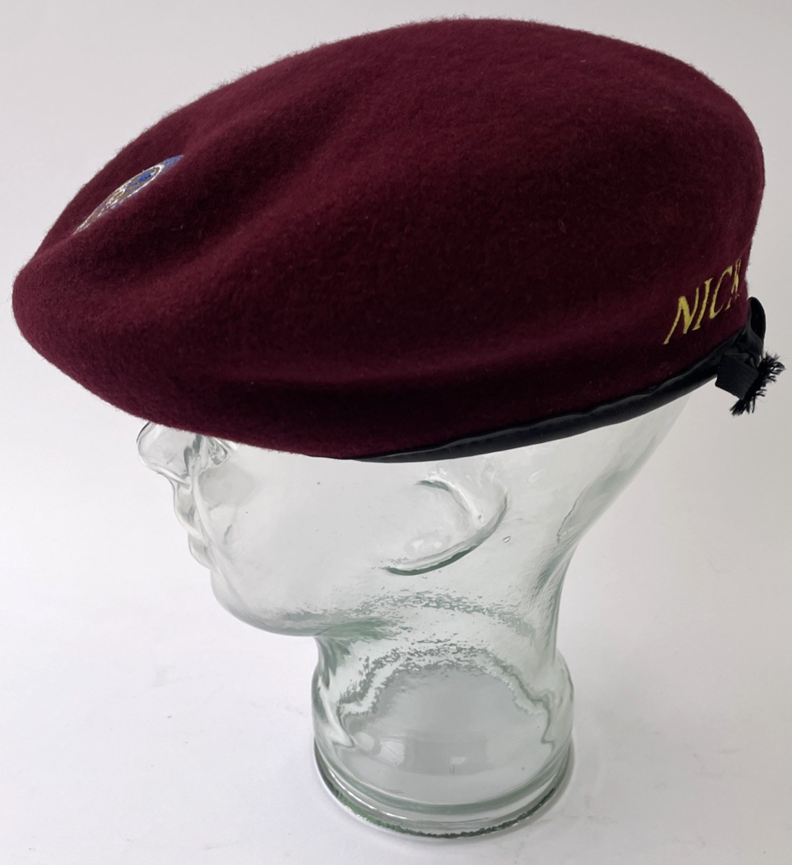 PGA Bancroft Military Beret Maroon Wool Sz 7 5/8 " Nicklaus " Golf Memorabilia