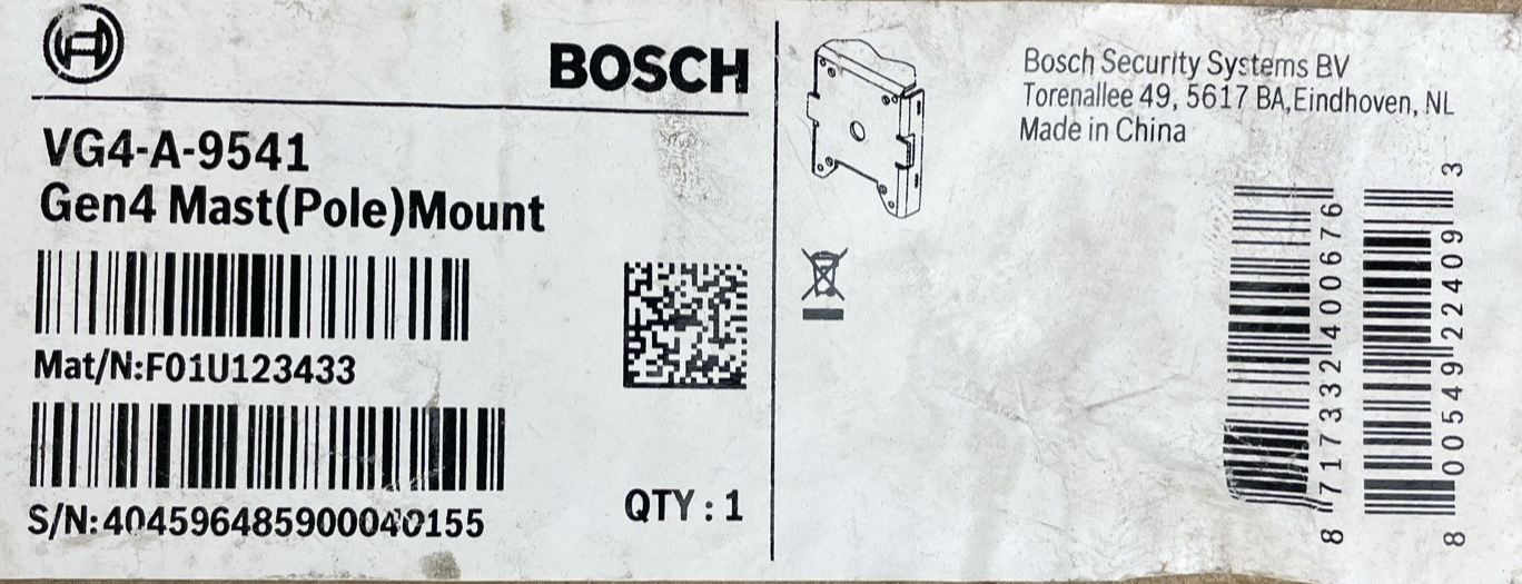 OEM Bosch VG4-A-9541 Pole Mount for Use with Pendant Arm Style Power Supplies