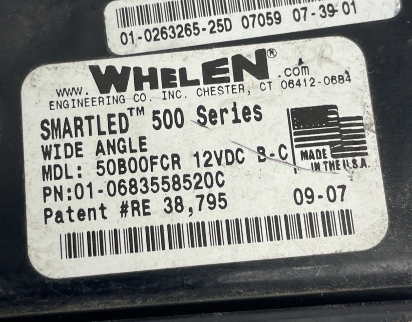 Whelen SmartLED 500 Series clear 50B00FCR wide angle LED lighthead OEM 12V vehicle warning light