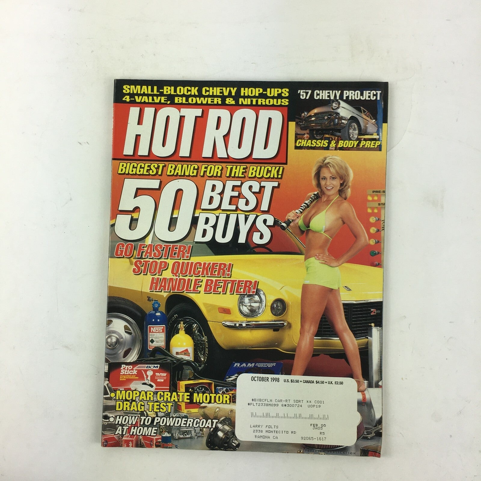 October 1998 Hot Rod Magazine 50 Best Buys Mopar Crate Motor DragTest Powdercoat
