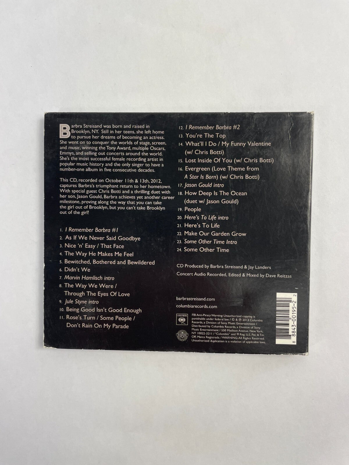 Barbra Back To Brooklyi I Remember Barba #1 As If We Never Said Goodbye NicCD#72