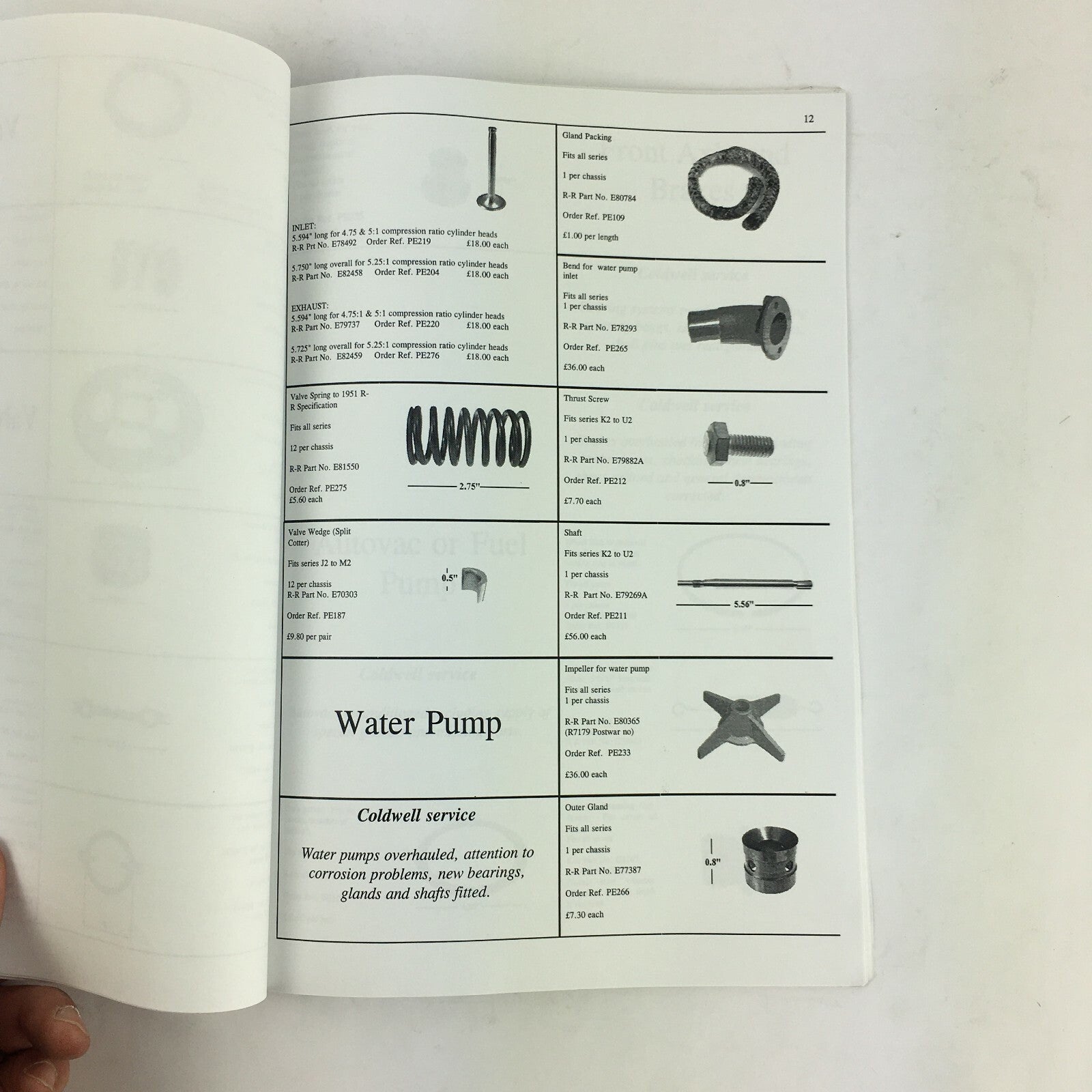 September 1997 Coldwell Engineering Spare Parts List For Rolls Royce Phantom II