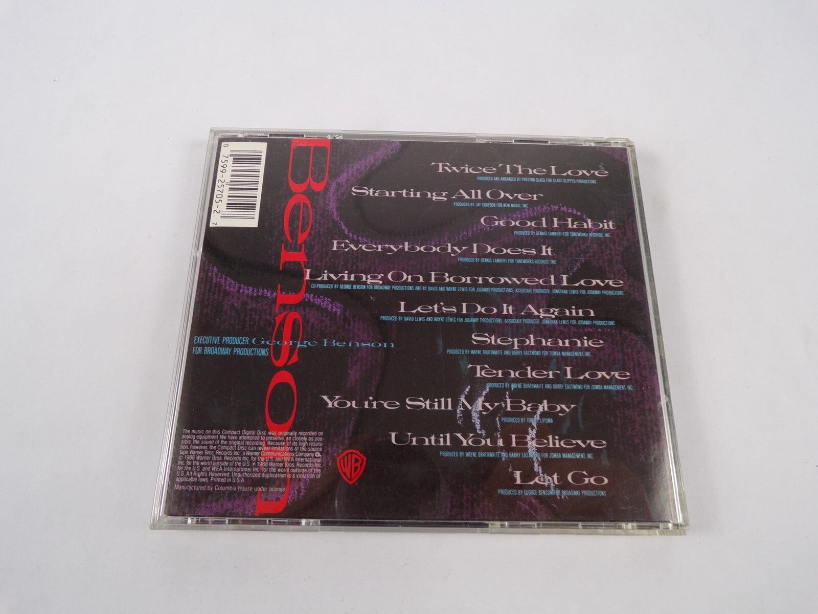 George Benson Twice The Love Starting All Over Good Habit Everybody Does ItCD#46