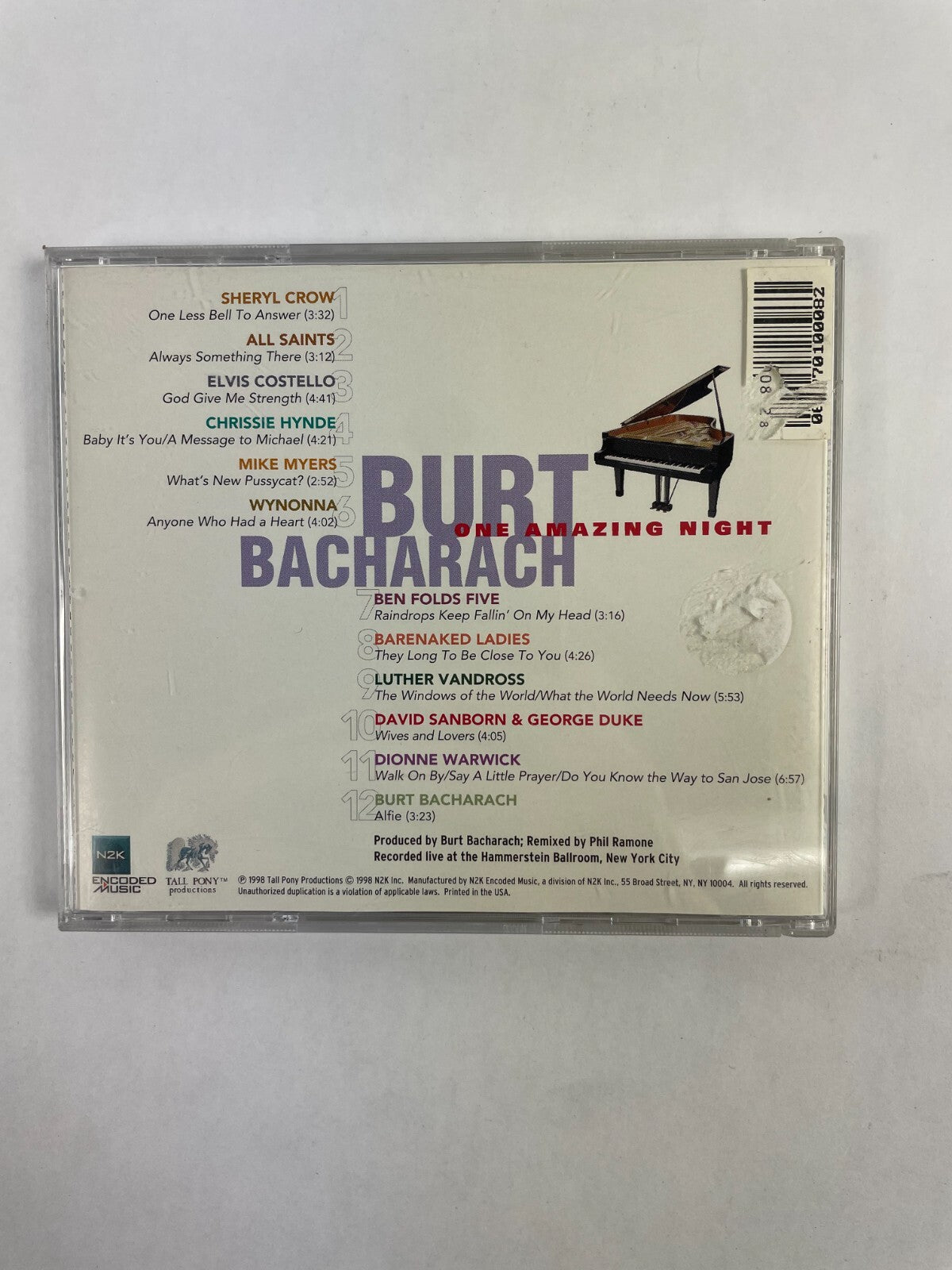 Burt Bacharach One Amazing Night Sheryl Crow All Saints Wynonna Mike Myers CD#72