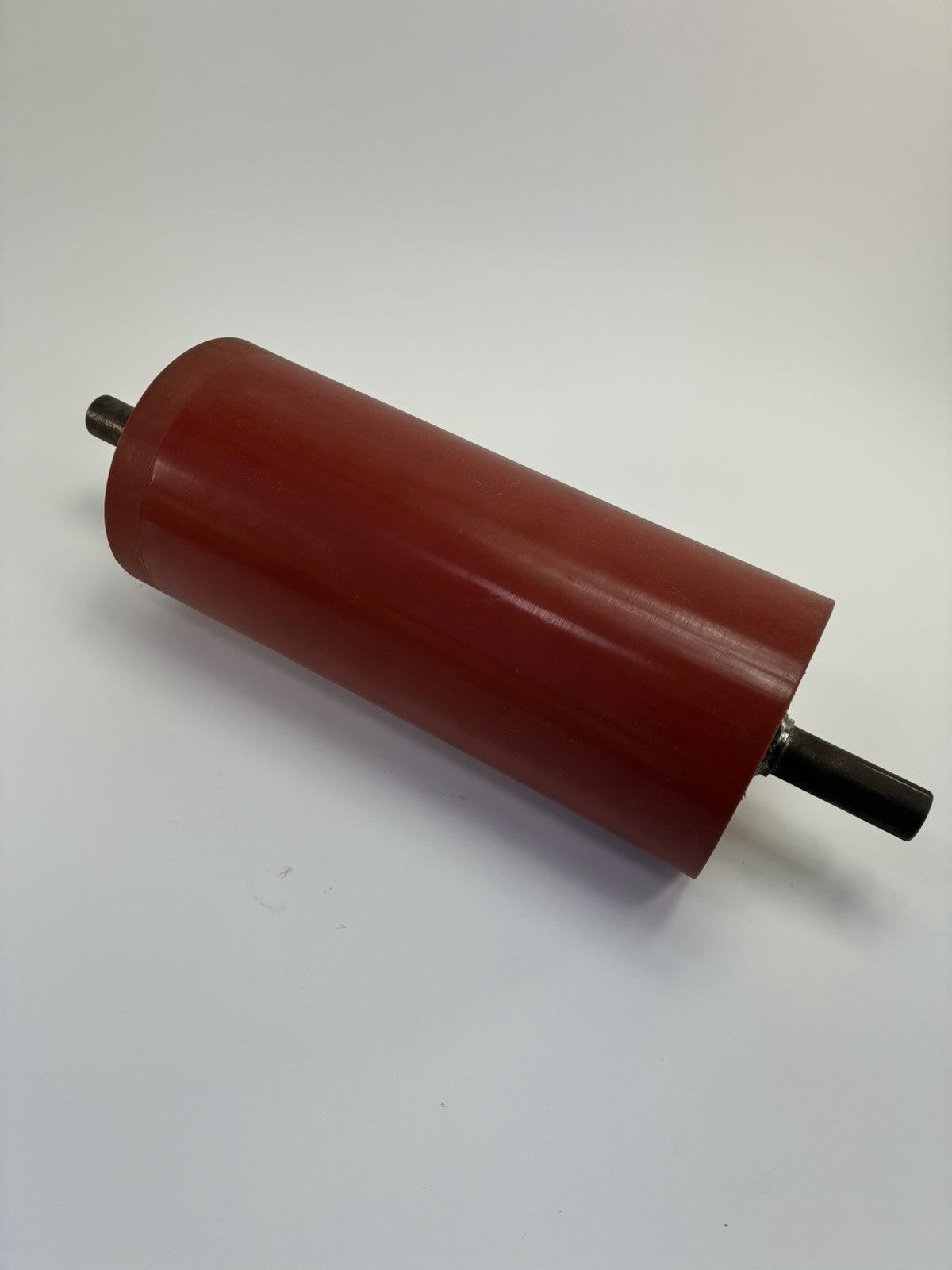 12" x 5.5" Red Rubber Conveyor Drum Roller 27.25mm Steel Shaft Industrial