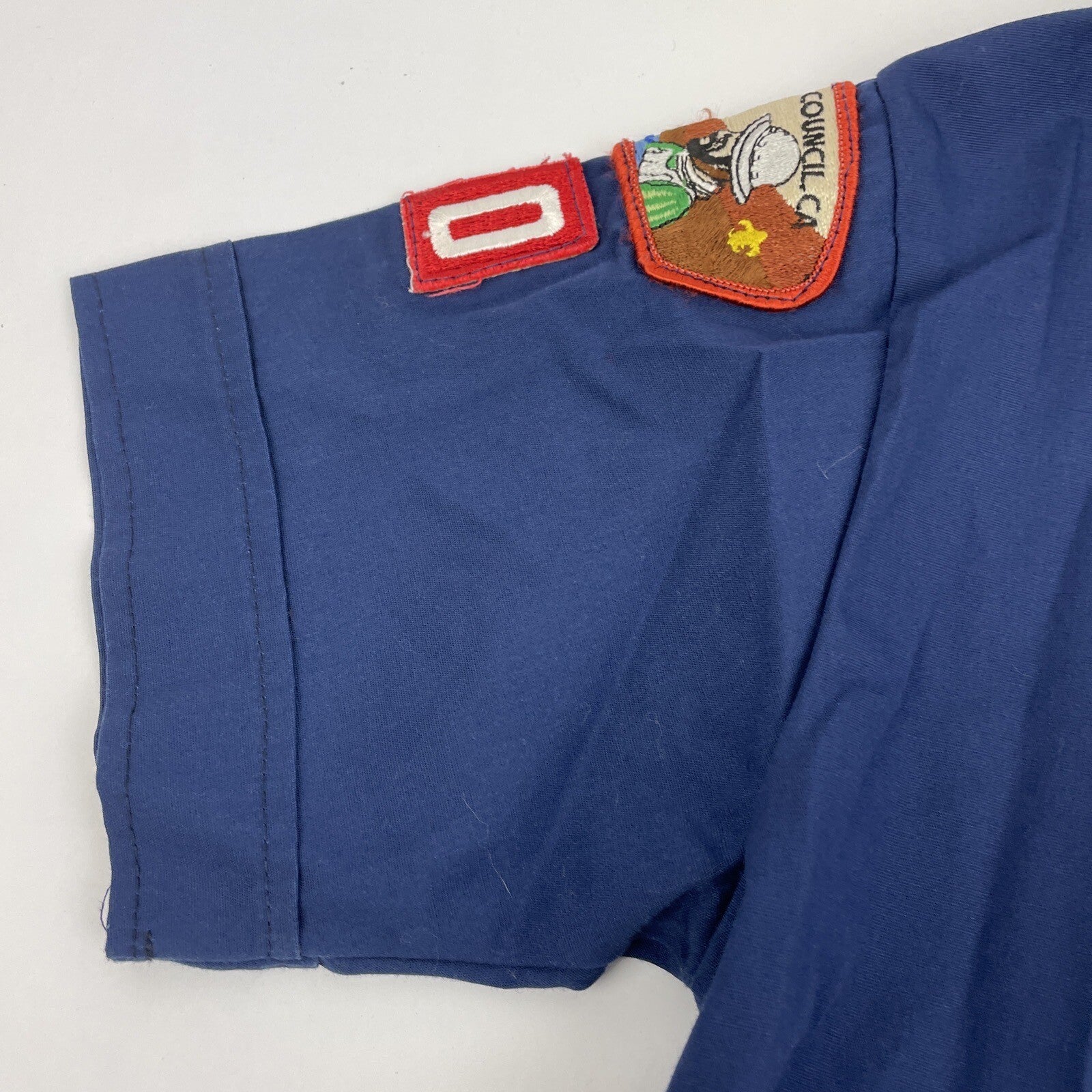 SD Boy Scouts of America BSA Youth Shirt Blue Size 12 w 11 x Sewn on patches