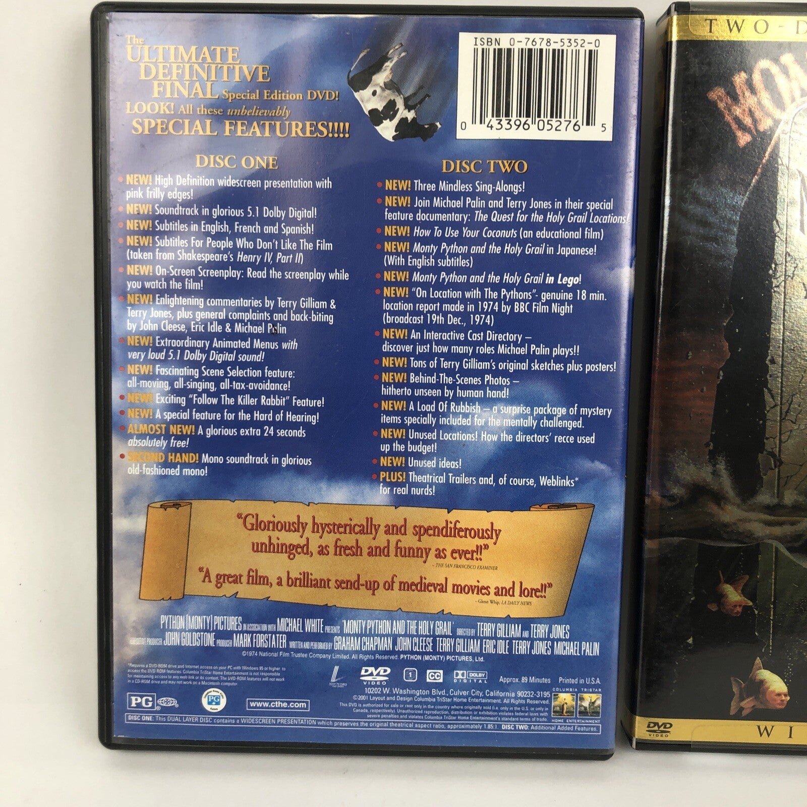 2 x Monty Python's DVD Video - The Meaning of Life - Holy Grail Very Good Cond.