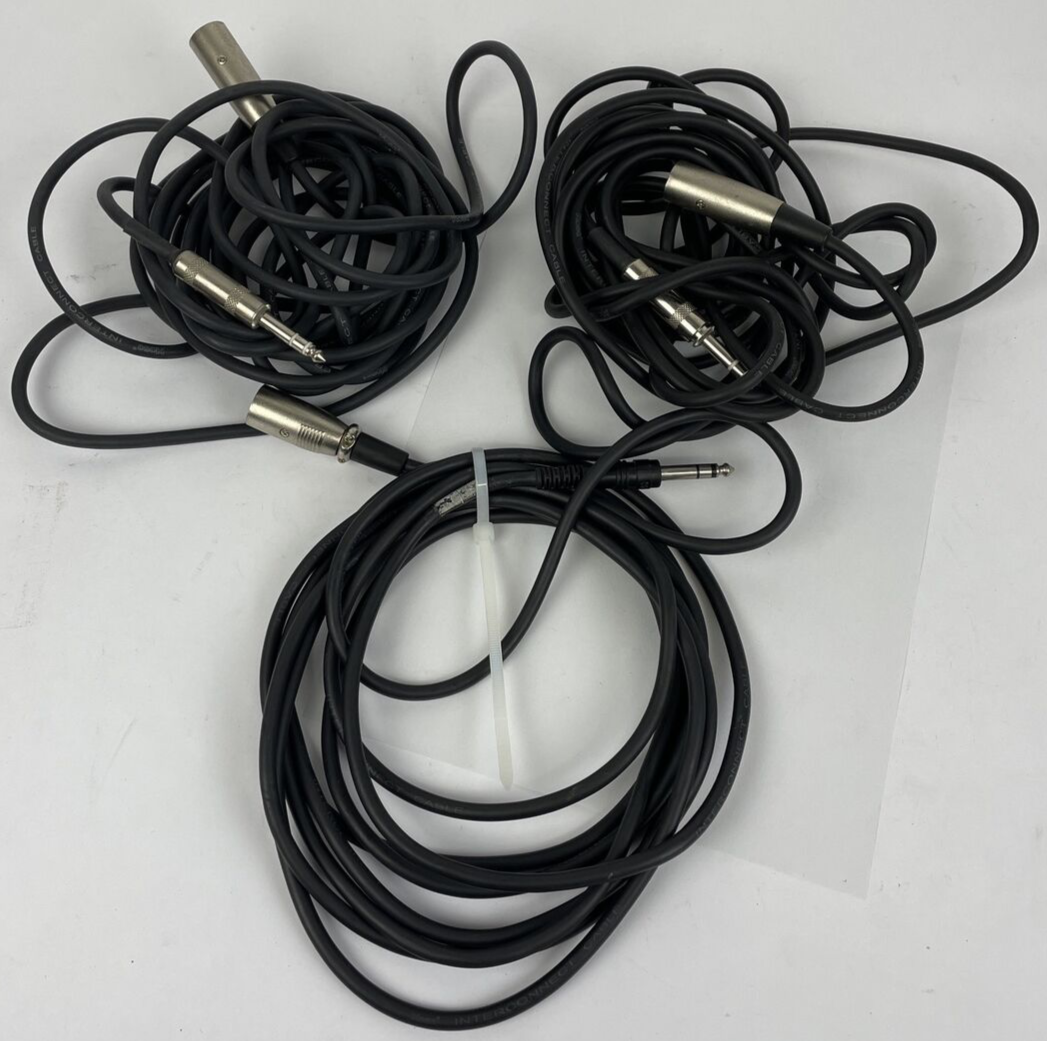 Lot of 3 x XLR 3-Pin Male to 1/4" Stereo Plug Microphone Mic Cable Cord
