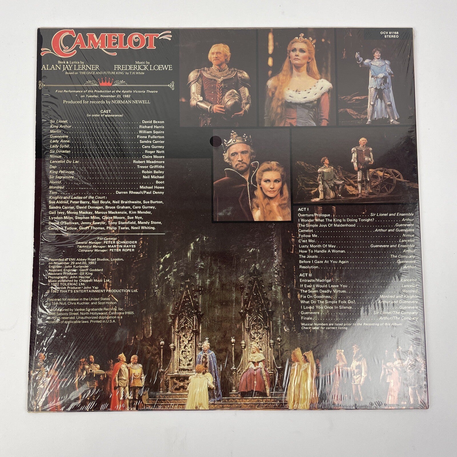 Lerner Loewe CAMELOT London Cast Soundtrack LP Richard Harris Fiona Fullerton