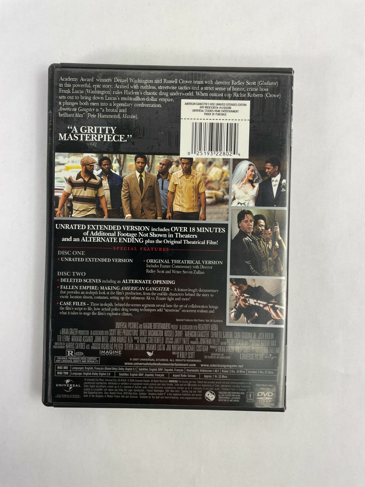 American Gangster Inspired By Denzell Washington Russell A True Story DVD Movies