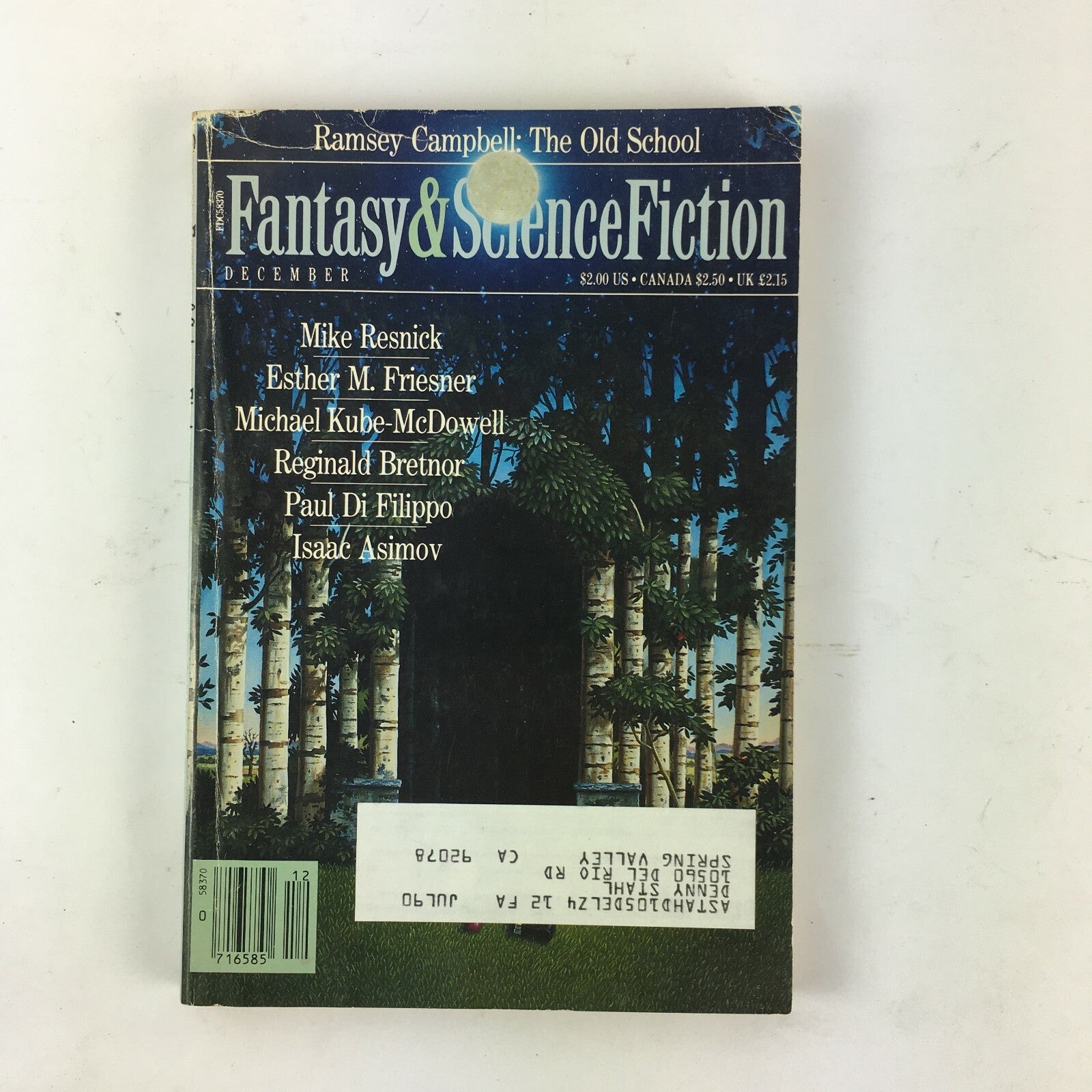 December Fantasy&Science Fiction Magazine Mike Resnick Esther M.Friesner