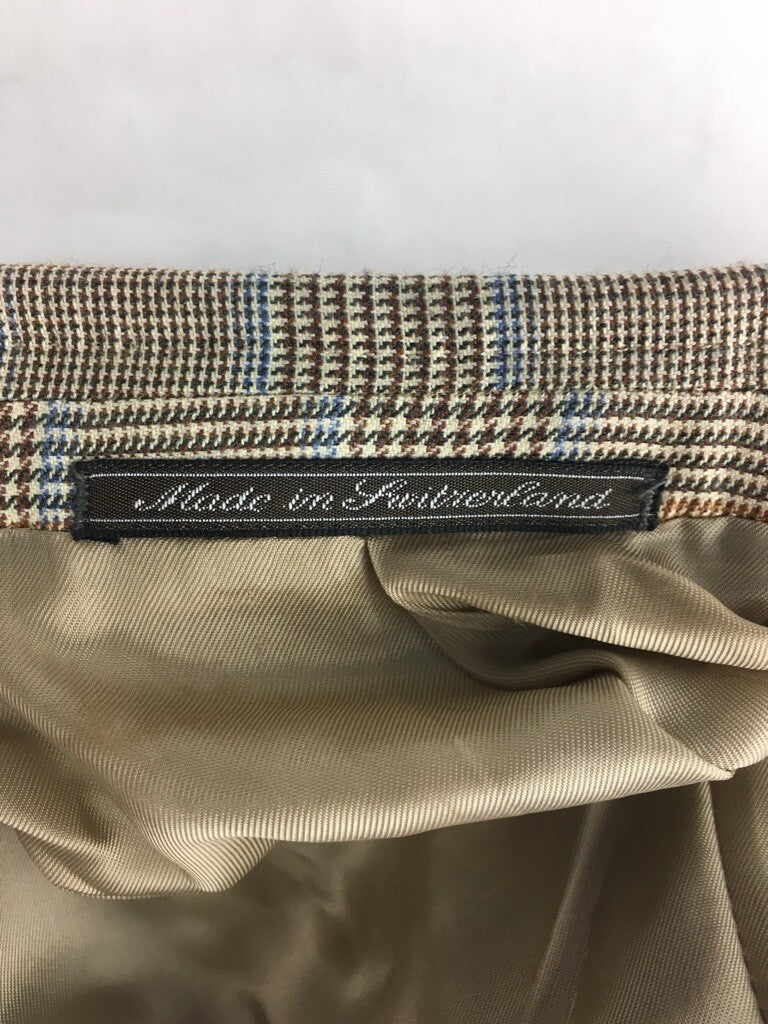 Ermenegildo Zegna Neiman Marcus Mens Suit Jacket Brown Glen Check Cashmere 54